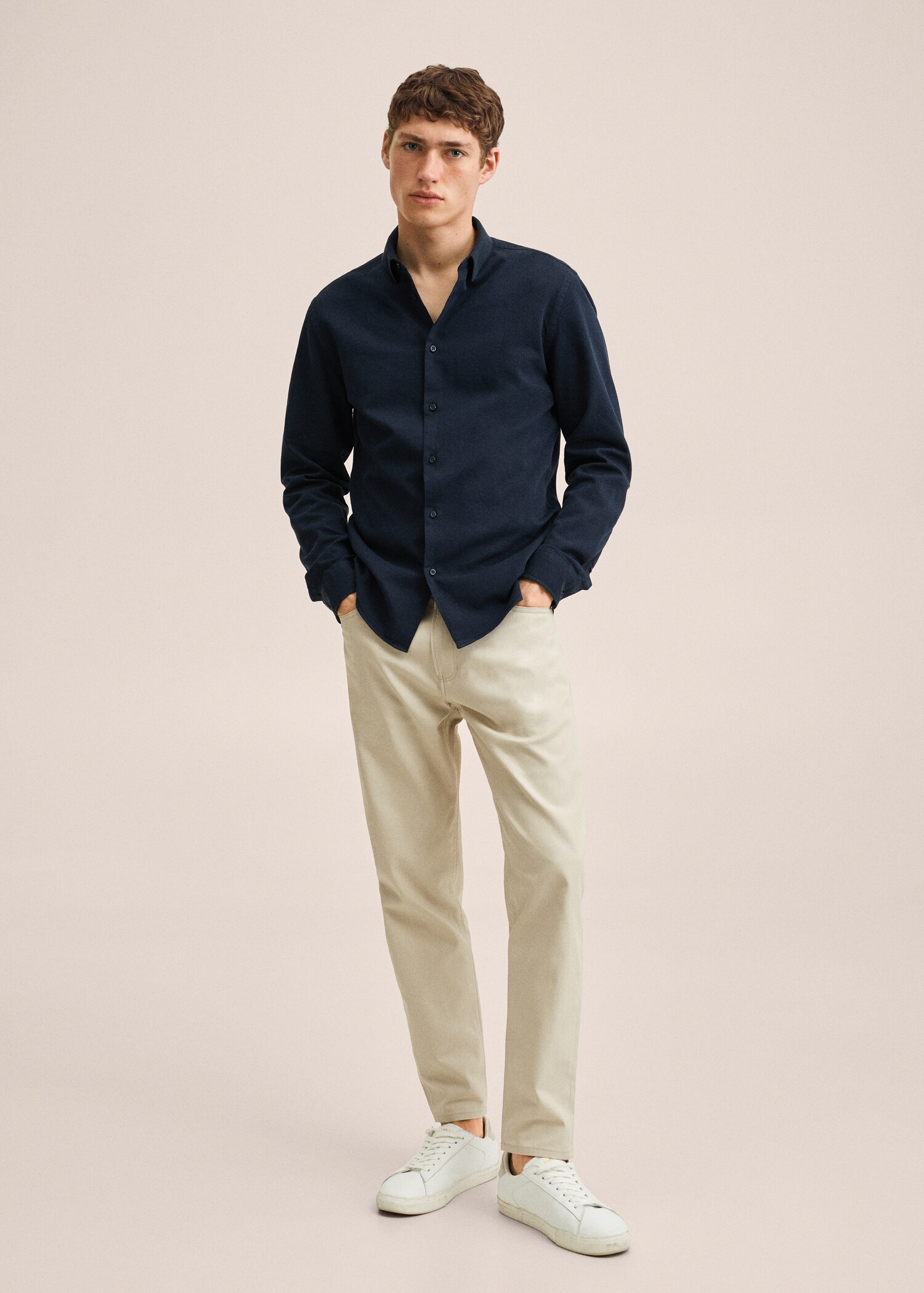 Bavlněná košile slim fit se strukturou - Celkový náhled