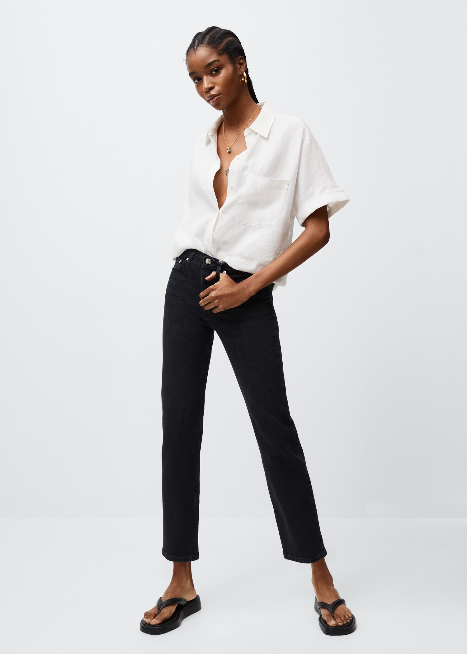 Slim mid-rise cropped jeans - General plane