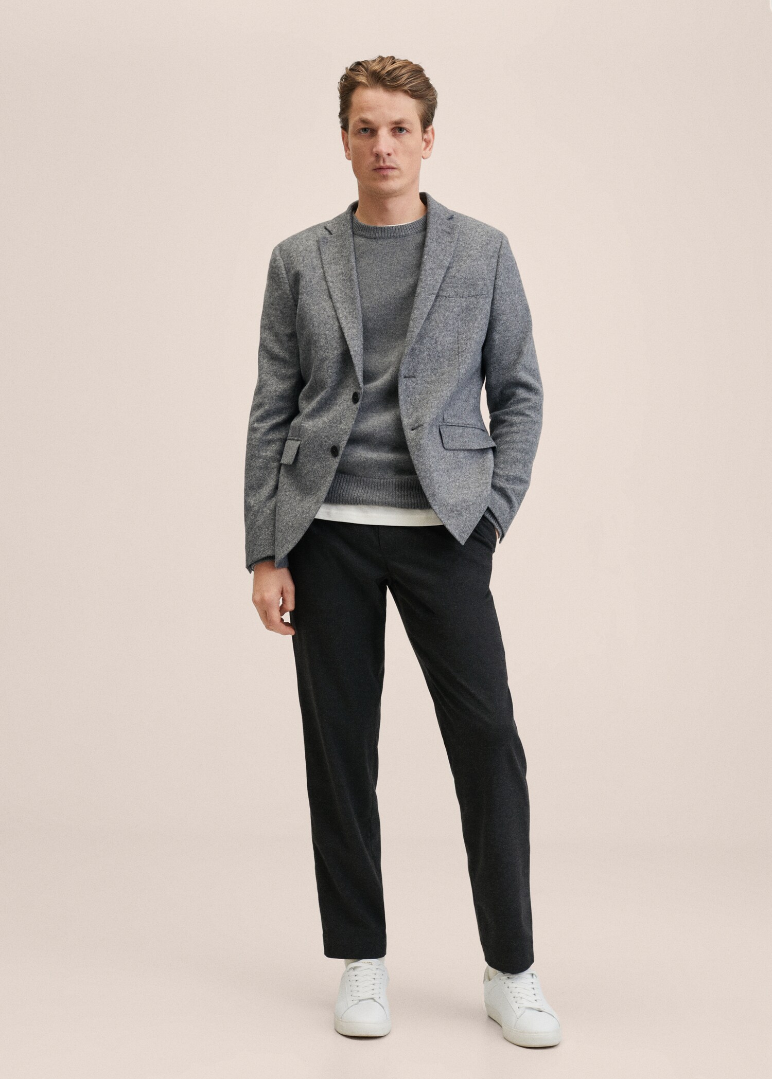 Slim Fit-Sakko aus Wolle - Allgemeine Ansicht