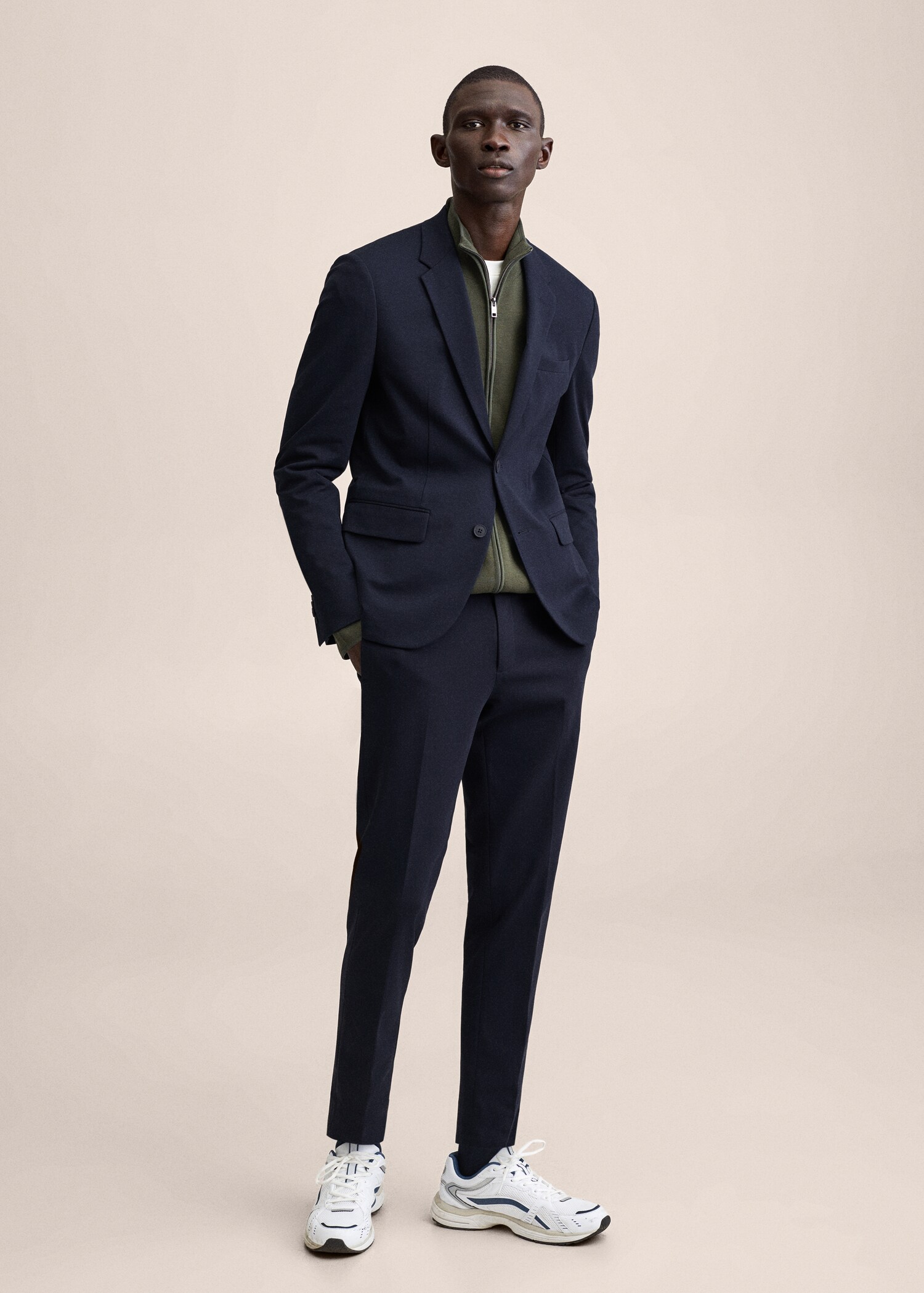 Bavlněné oblekové kalhoty slim fit - Celkový náhled