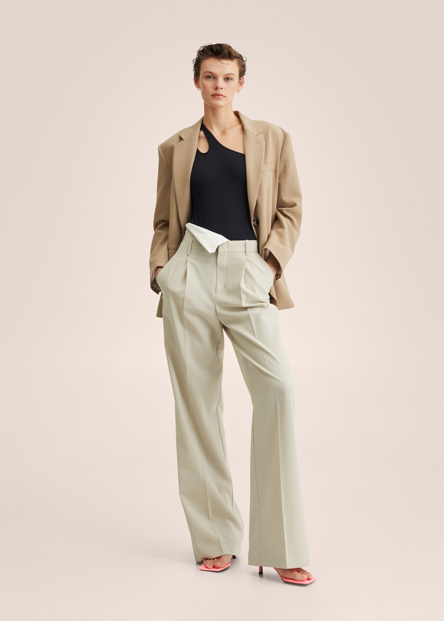 Pantalón wideleg doble cintura - Plano general