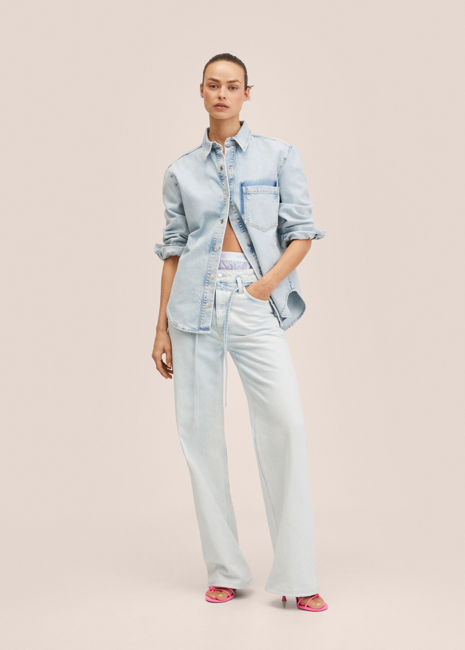 Oversized denim overshirt - General plane