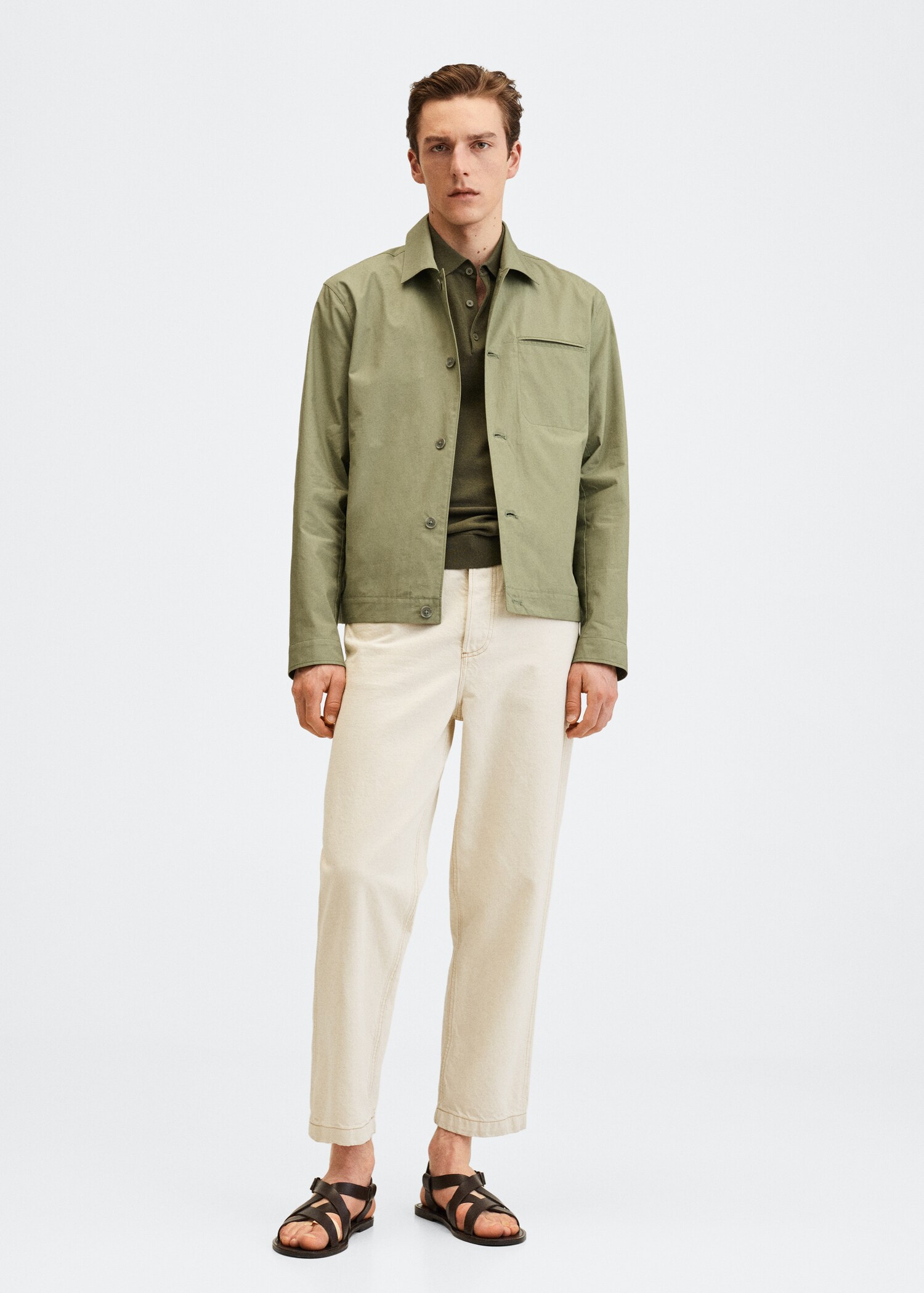 Buttoned cotton jacket - General plane