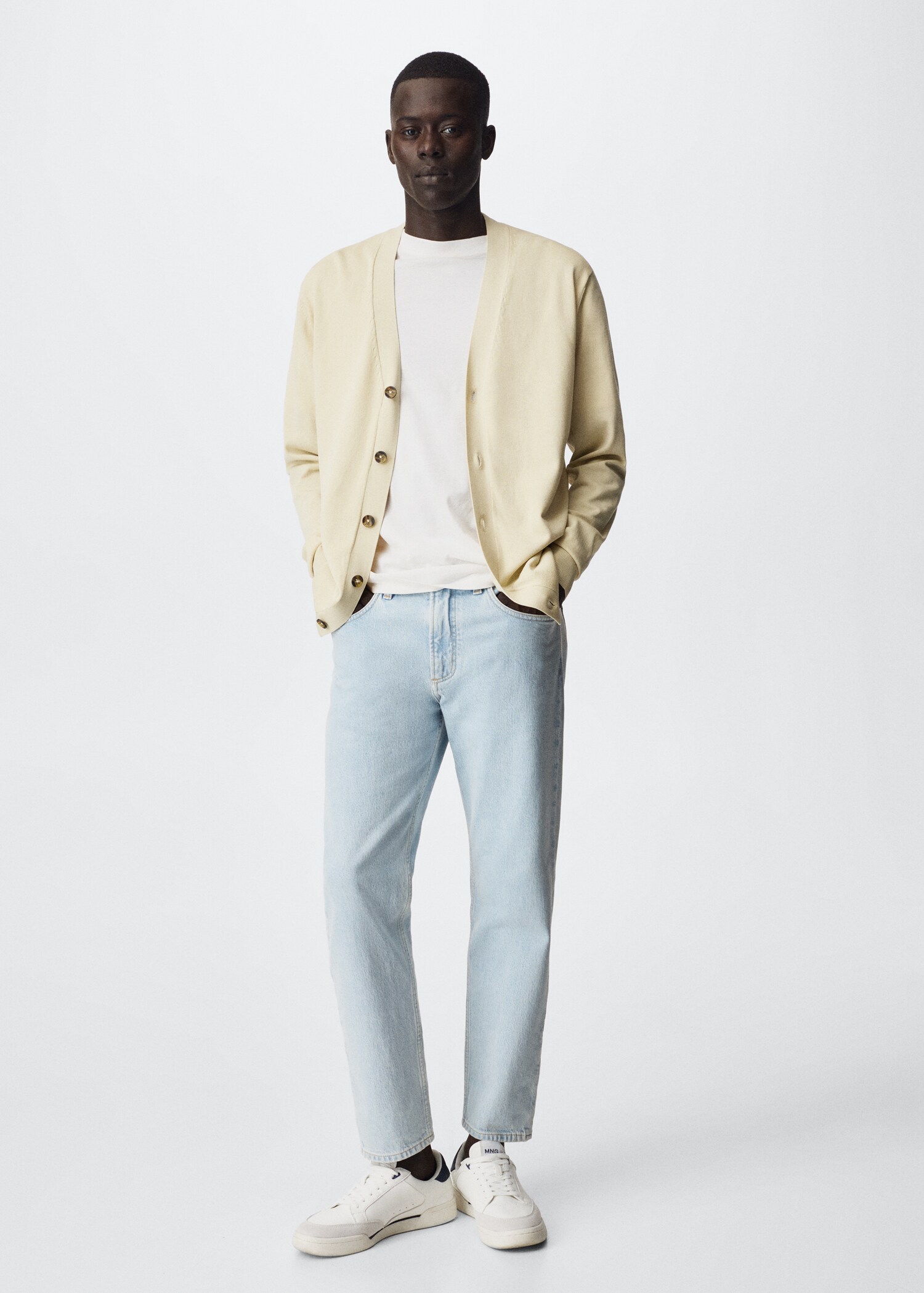 Buttoned cotton cardigan - General plane