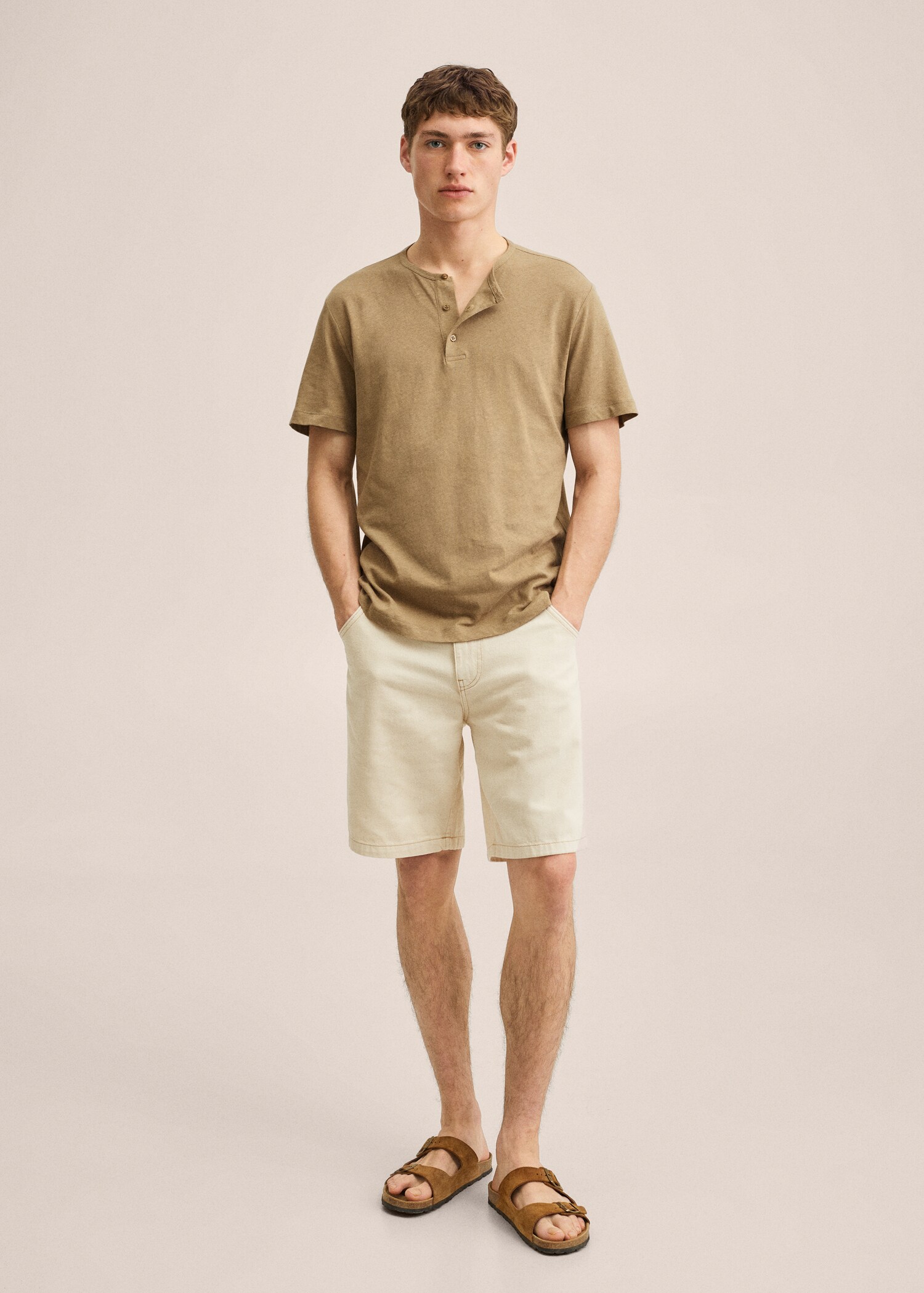 Henley linen-blend T-shirt - General plane