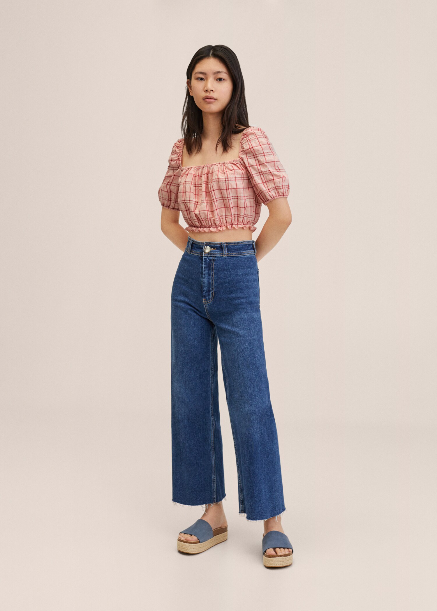Cropped cotton blouse - General plane
