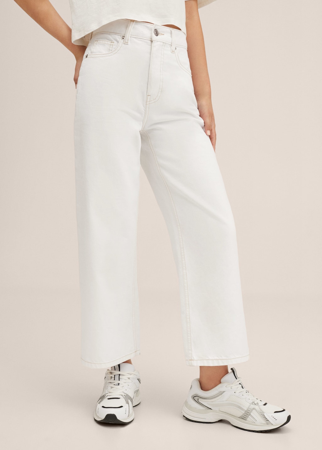 White wide leg crop jeans hotsell