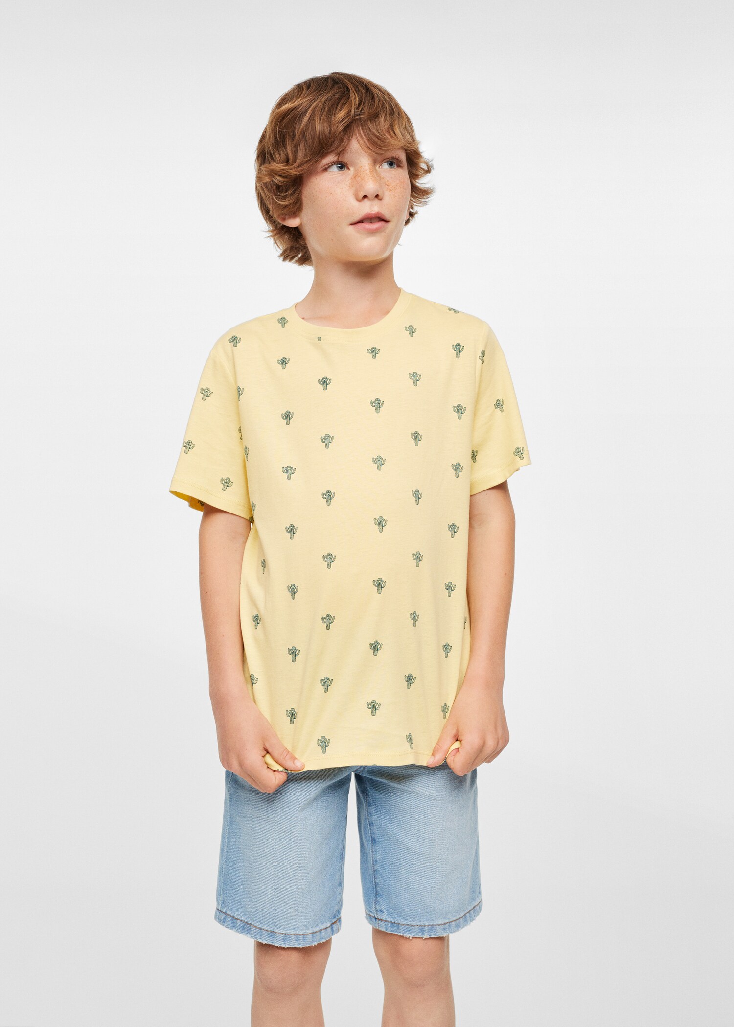 Bedrucktes Baumwoll-T-Shirt - Mittlere Ansicht