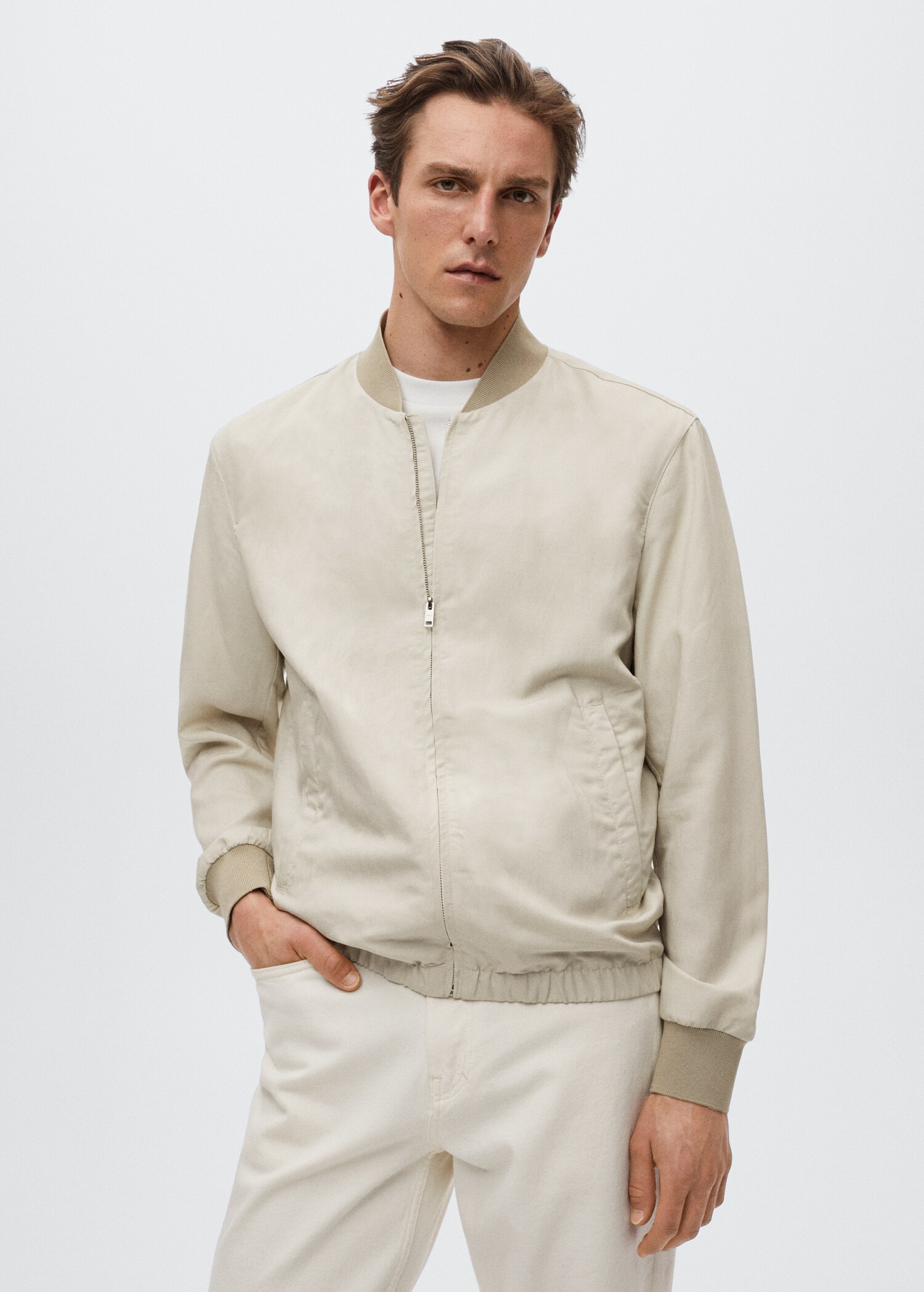 Jaqueta bomber lli Tencel - Pla mig