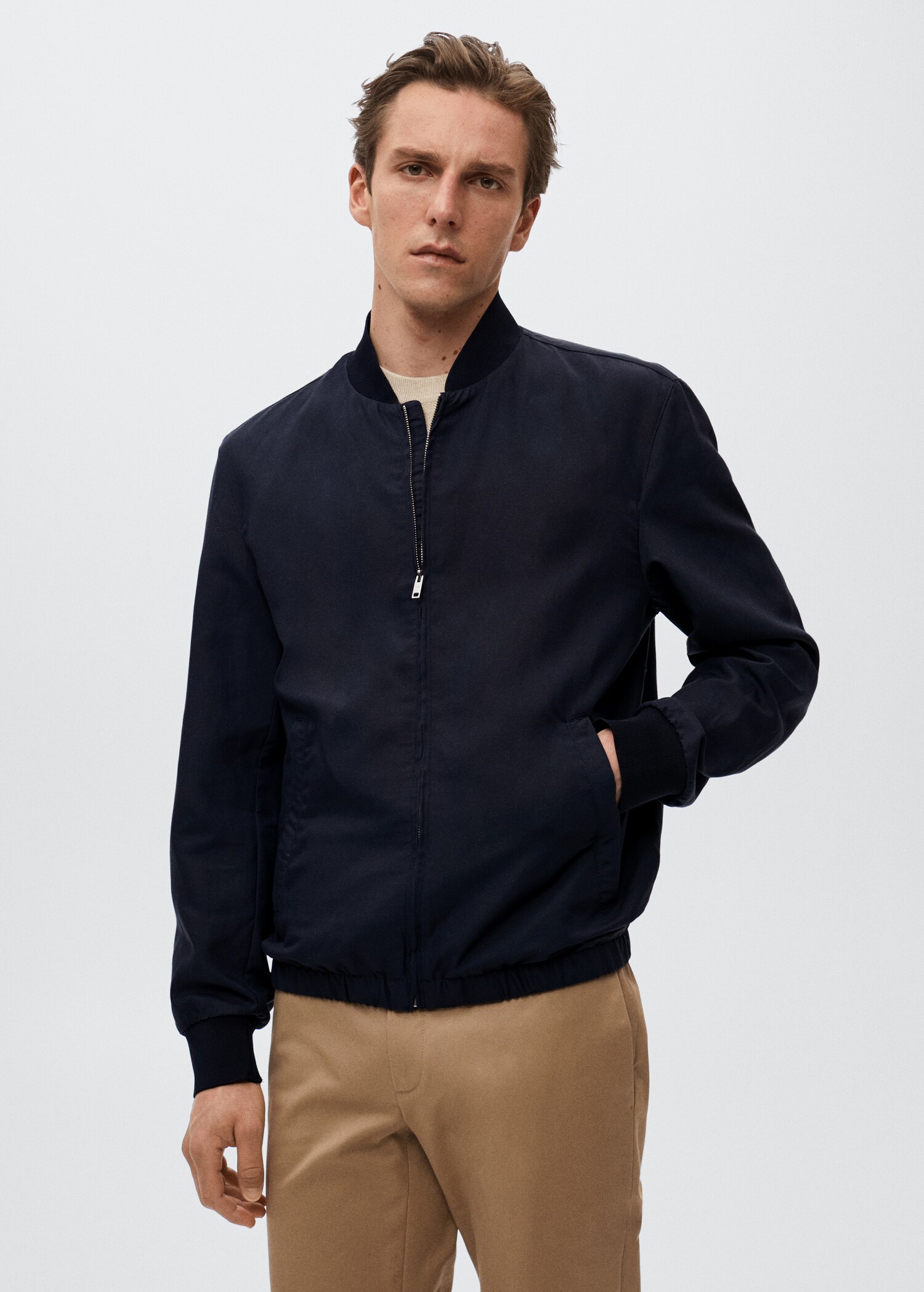 Jaqueta bomber lli Tencel - Pla mig