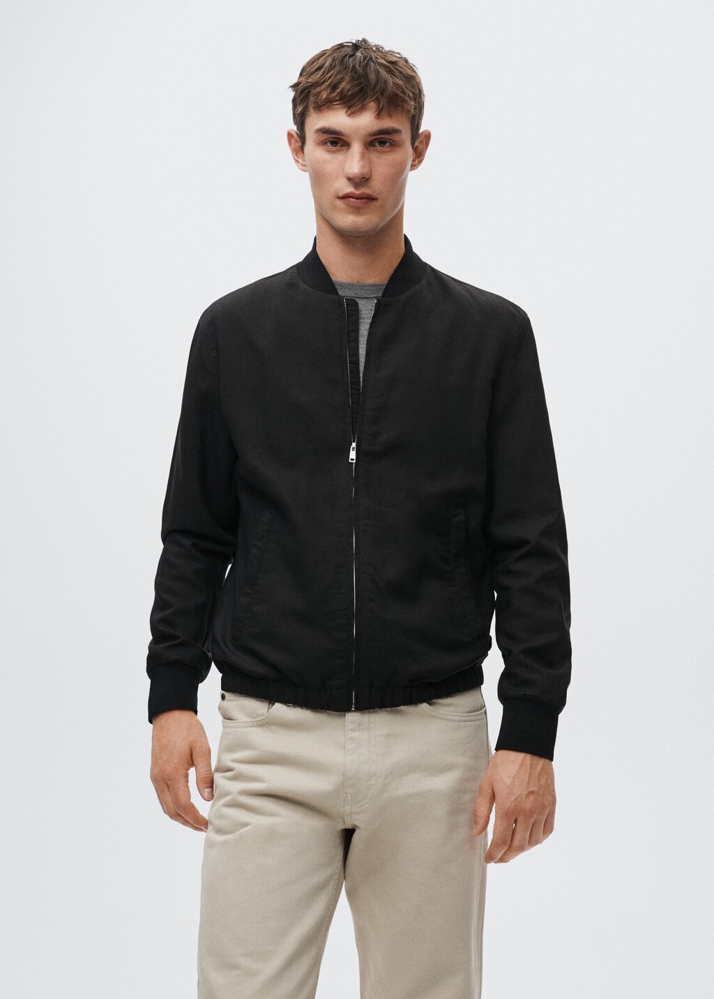 Tencel linen bomber jacket Men MANGO OUTLET USA