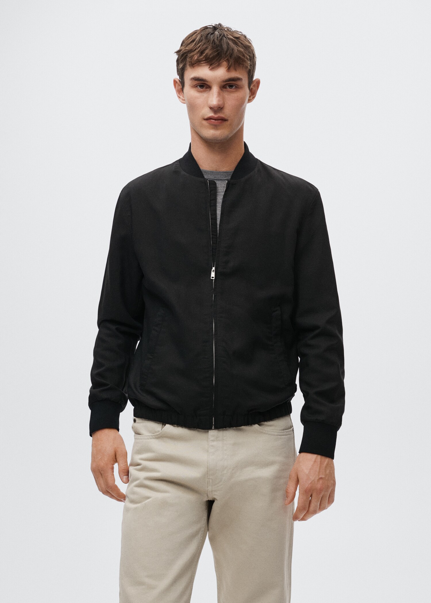 Bomberjacke aus Leinen mit Tencel - Mittlere Ansicht