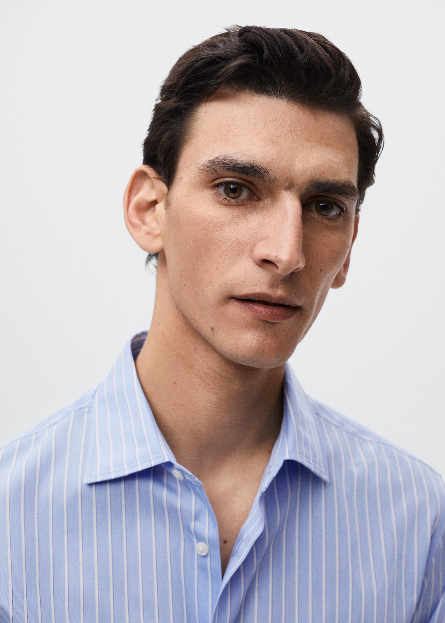 Slim fit cotton striped suit shirt - Details of the article 1
