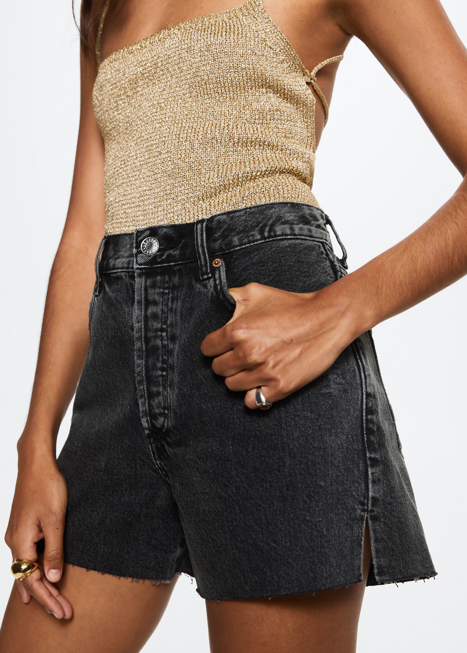 Relaxed-fit denim short - Medium plane