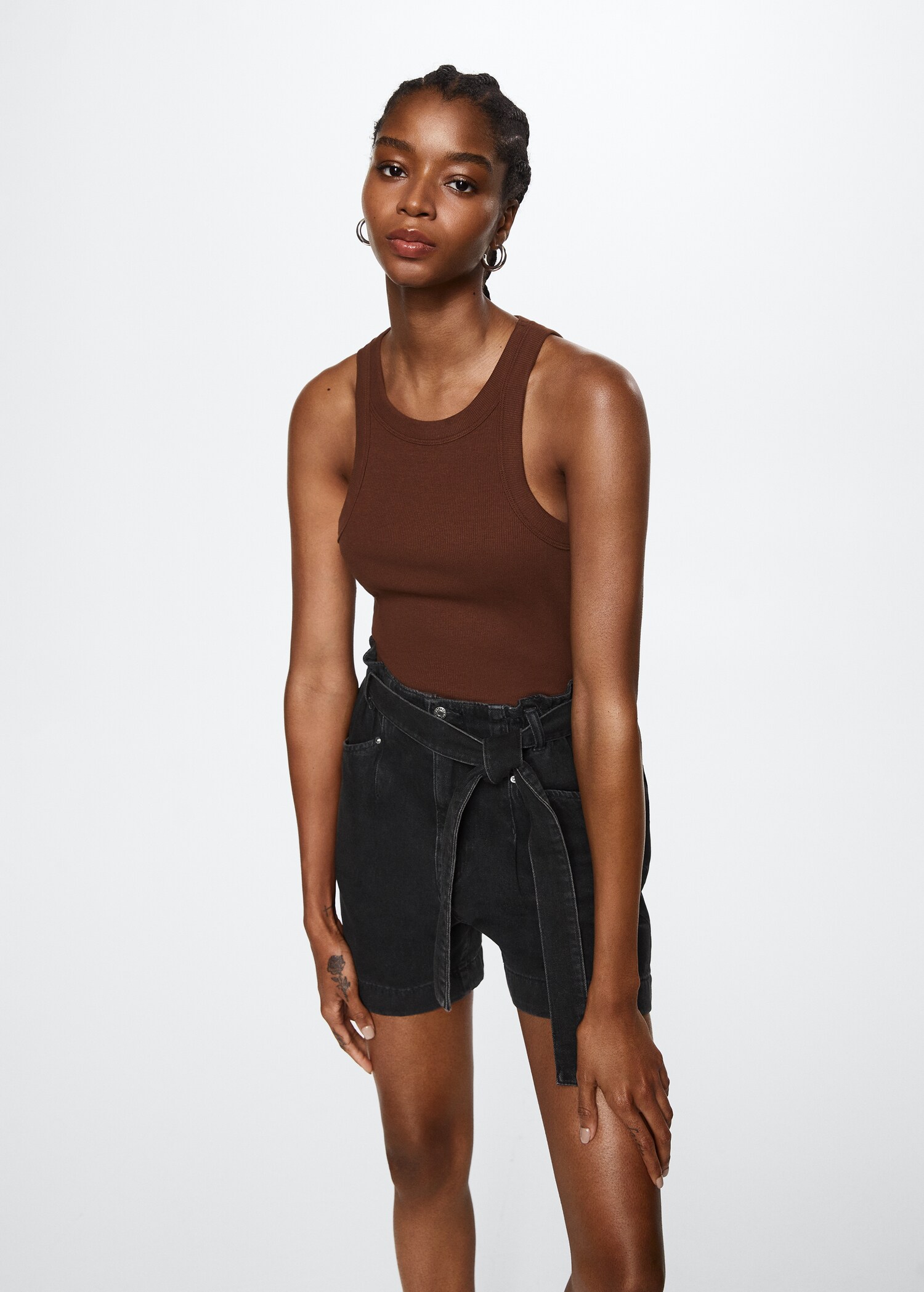Paperbag denim shorts - Details of the article 1