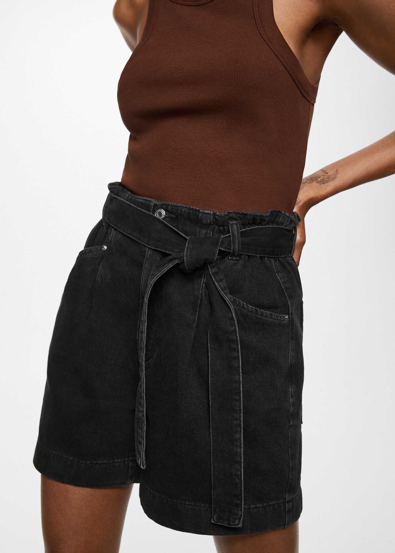 Paperbag denim shorts - Details of the article 2