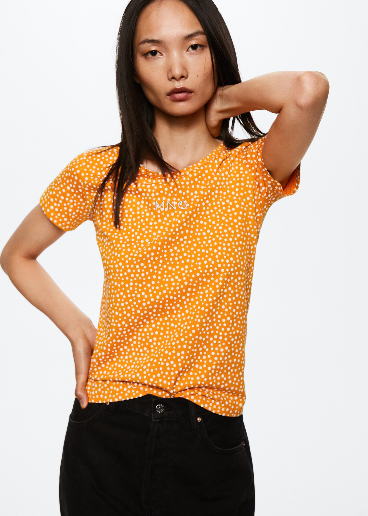 Bedrucktes Baumwoll-T-Shirt - Mittlere Ansicht