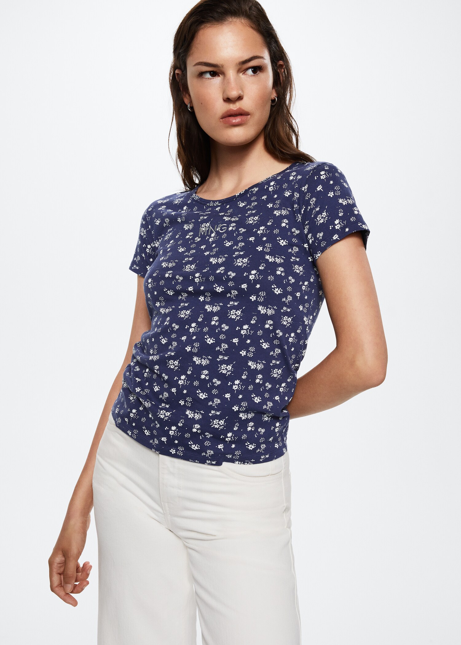 Bedrucktes Baumwoll-T-Shirt - Mittlere Ansicht