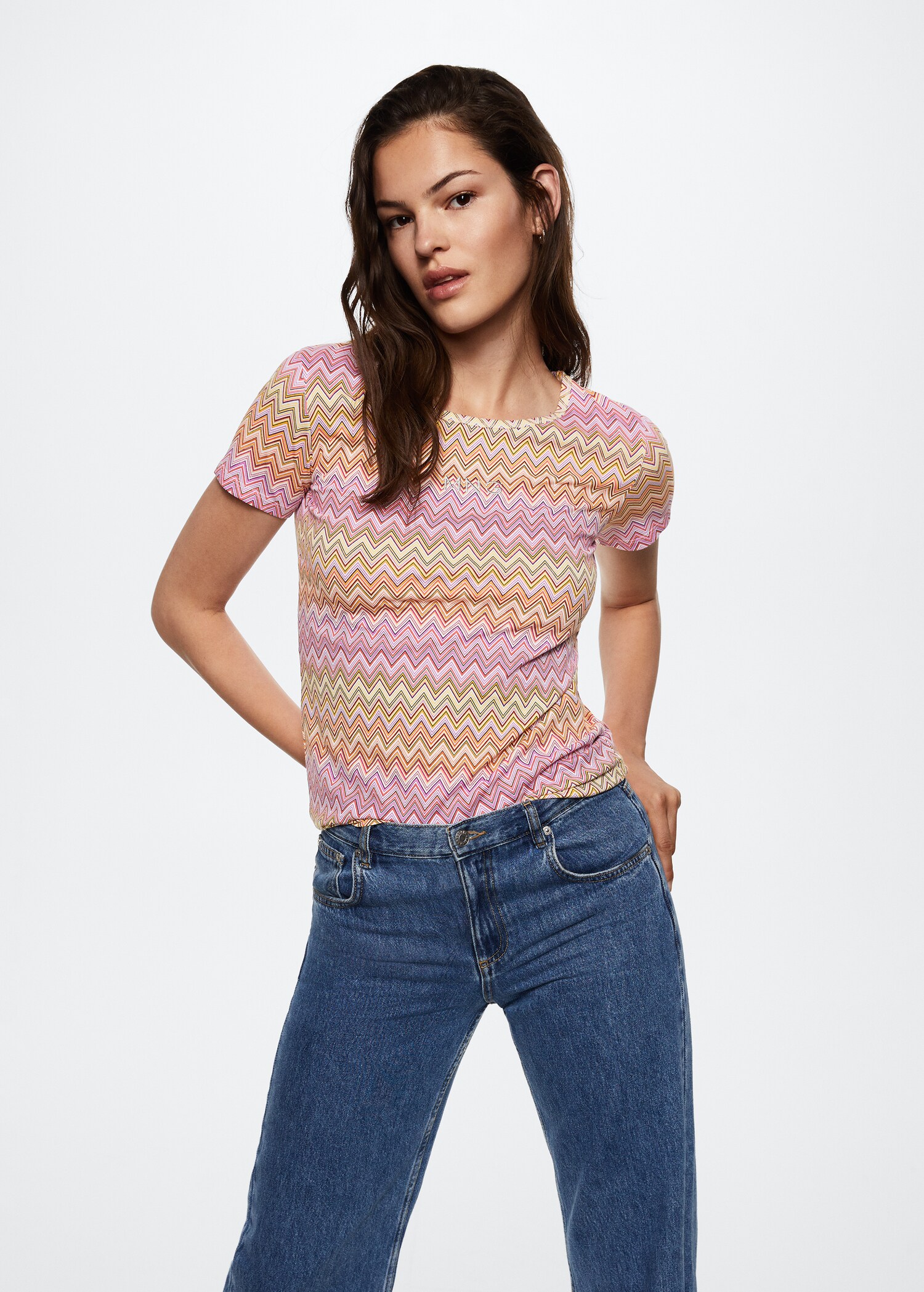 Bedrucktes Baumwoll-T-Shirt - Mittlere Ansicht