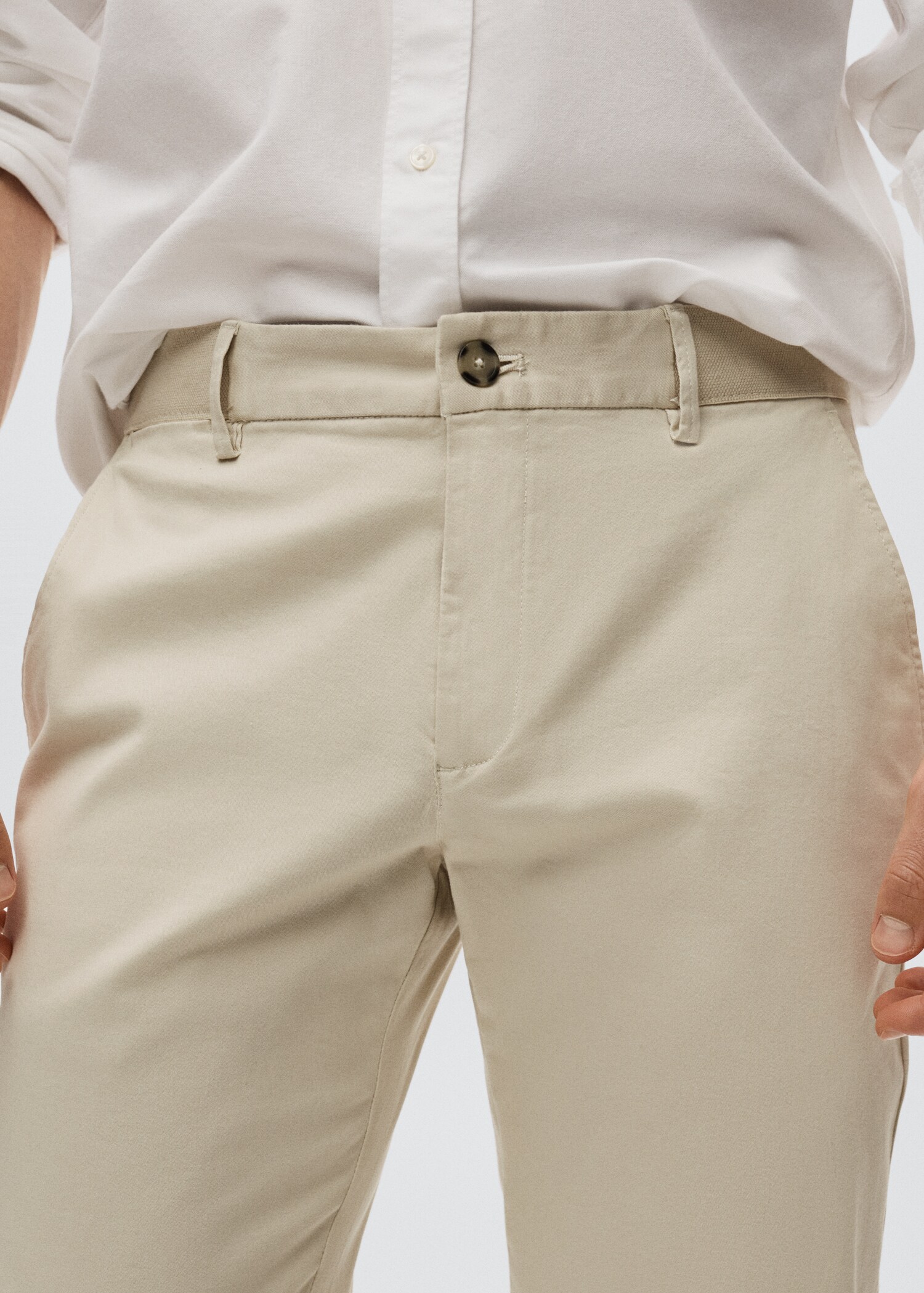 Cotton tapered crop pants - Details of the article 1