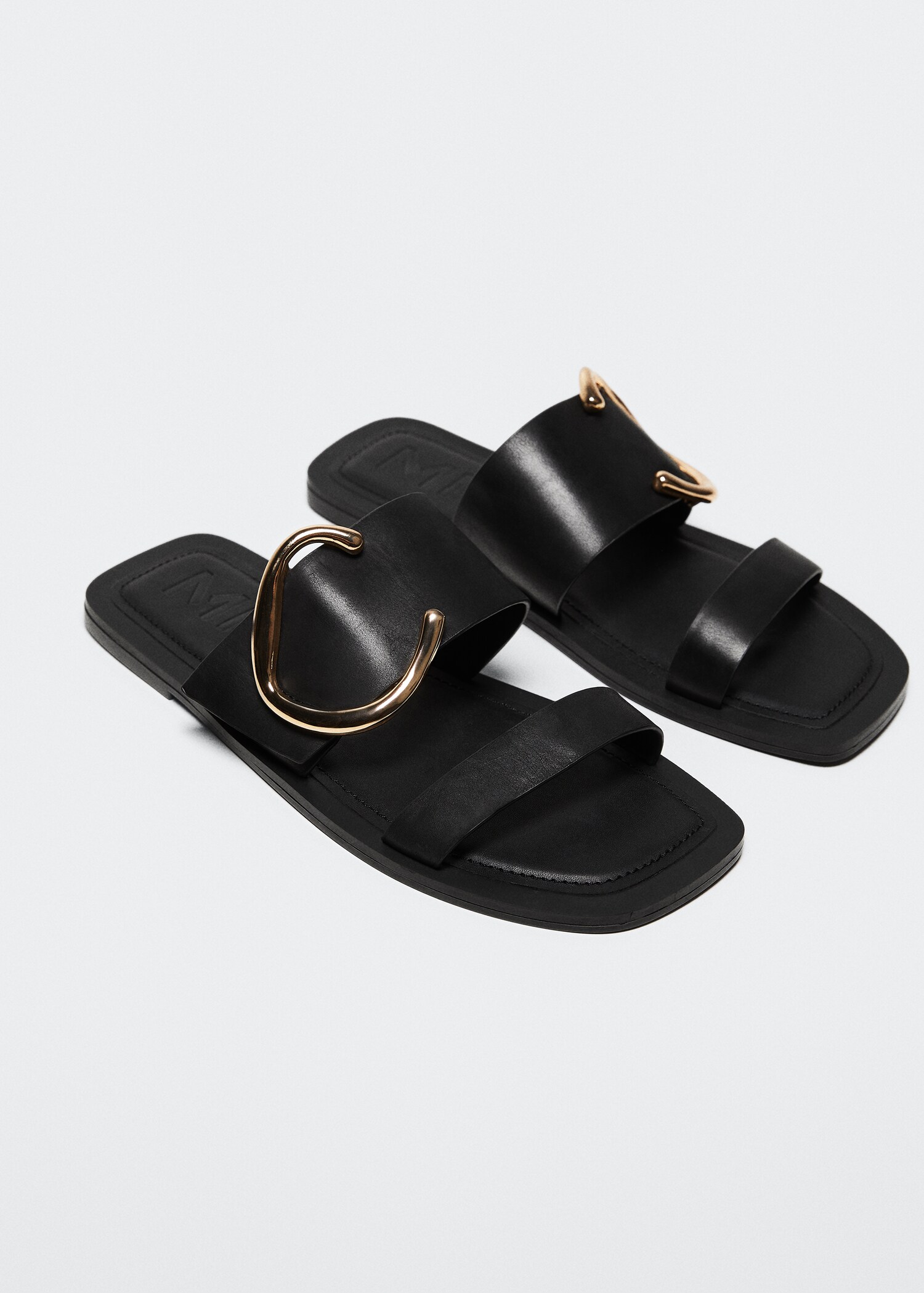 Buckle leather sandals - Medium plane