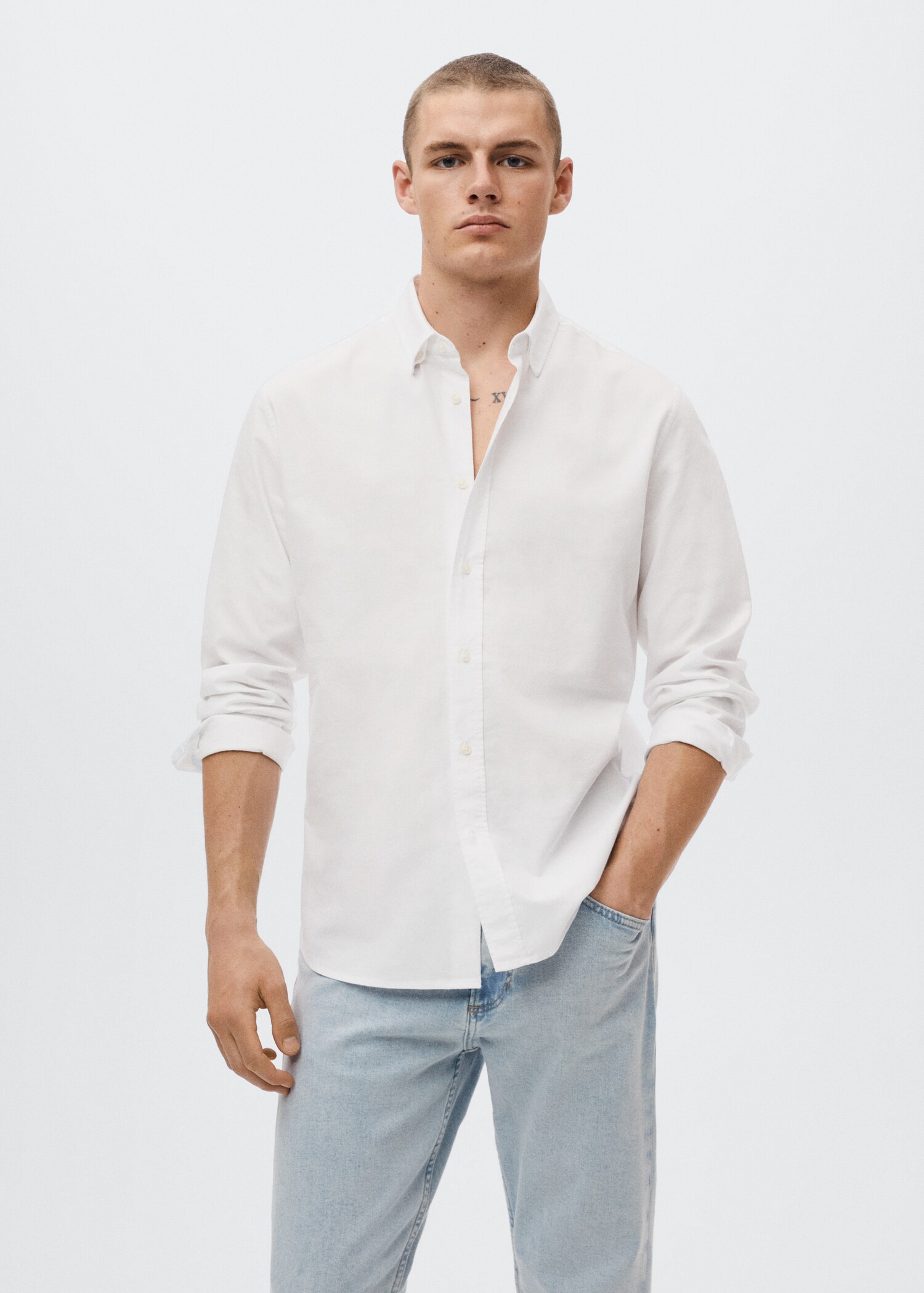 Camisa regular fit cotó - Pla mig