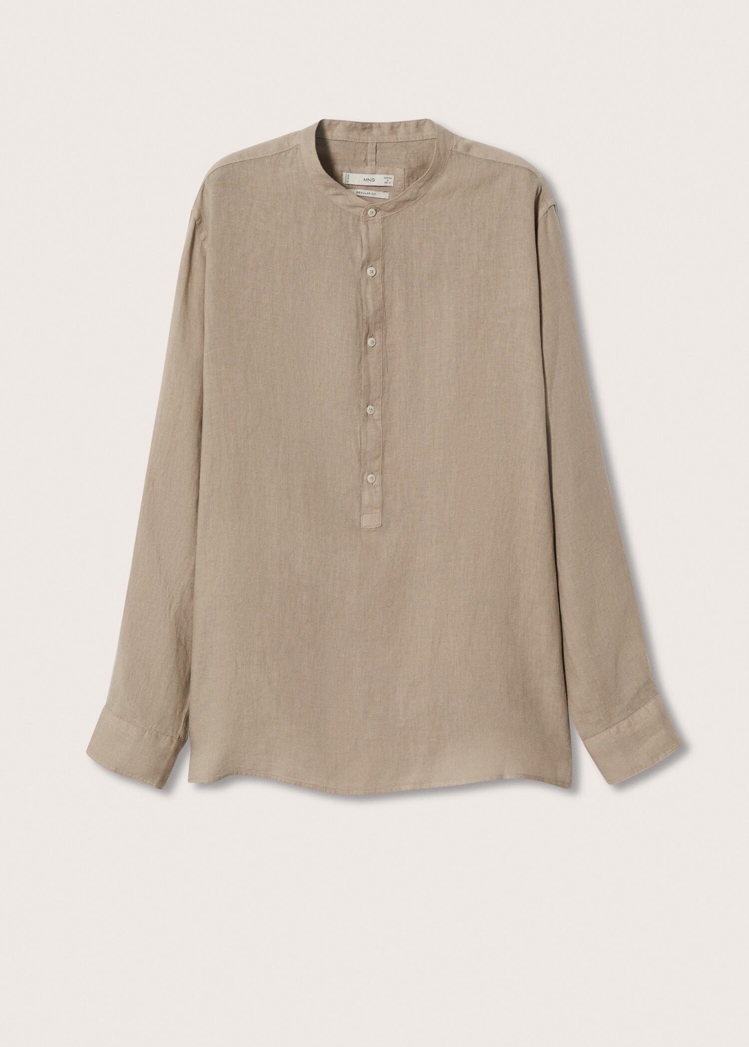 Regular-fit Mao-collar linen shirt - Article without model