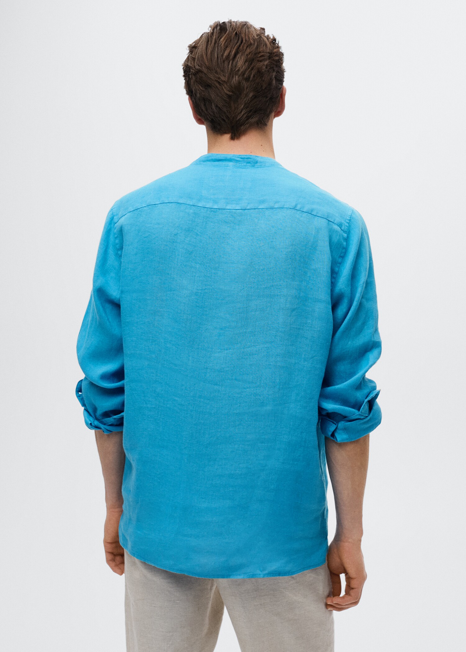 Regular-fit Mao-collar linen shirt - Reverse of the article