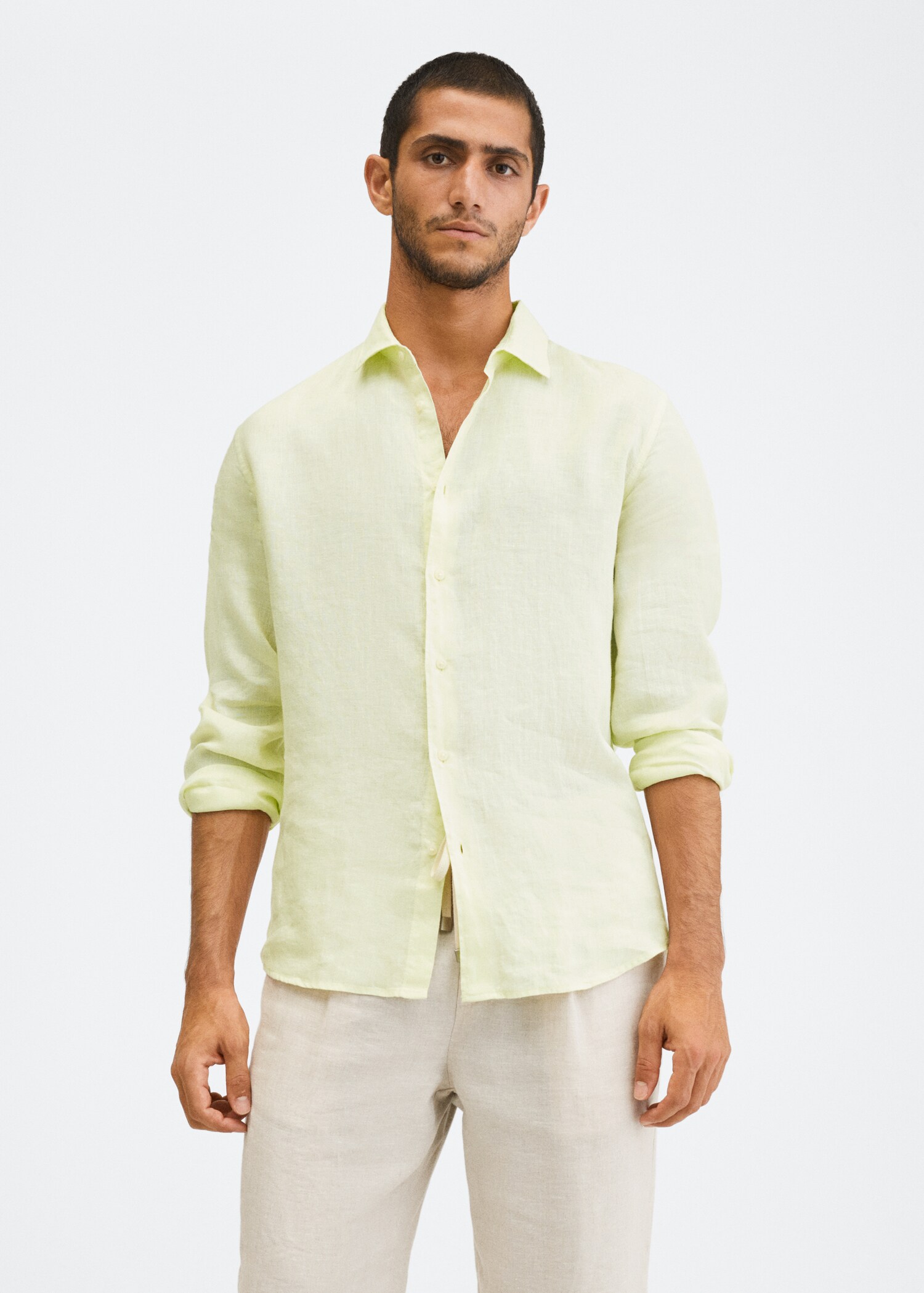 Regular-fit 100% linen shirt - Medium plane