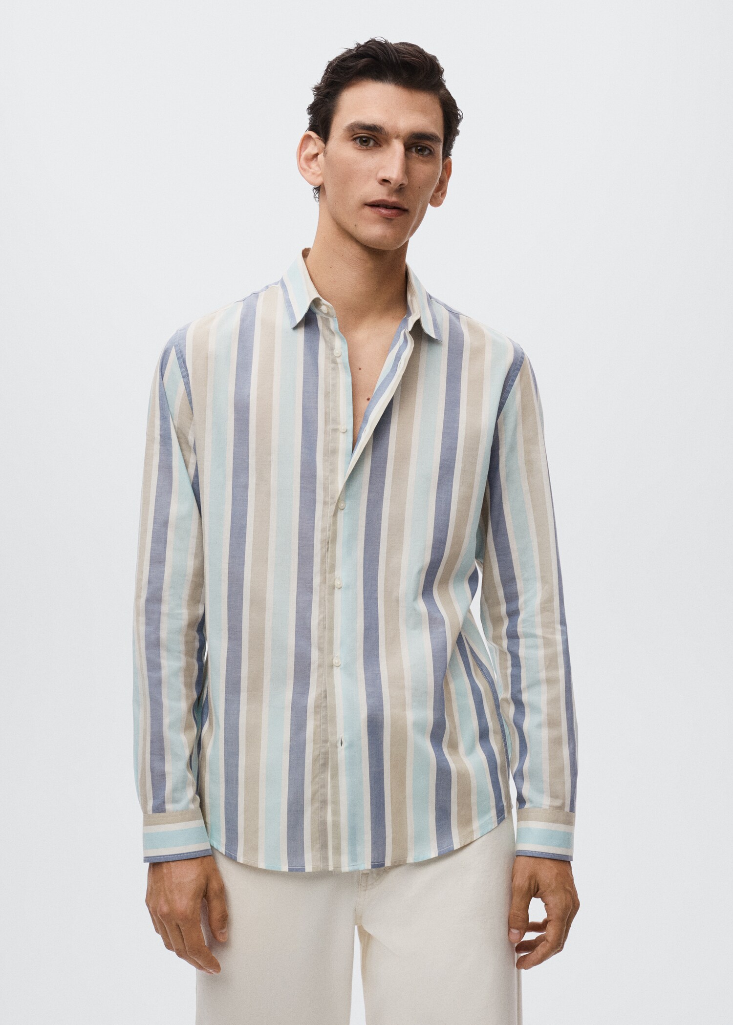Slim fit striped cotton shirt - Medium plane
