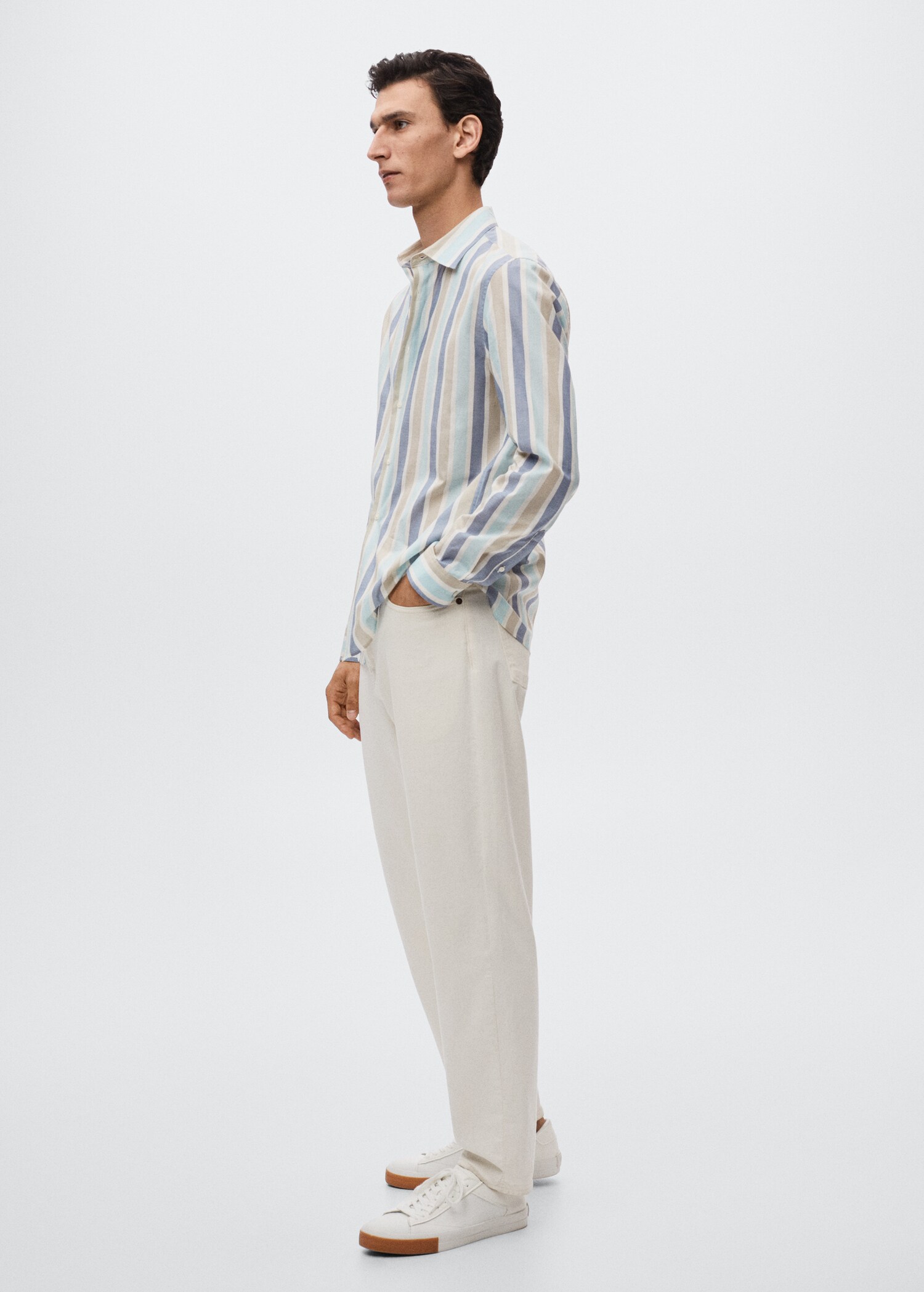 Slim fit striped cotton shirt - Details of the article 2