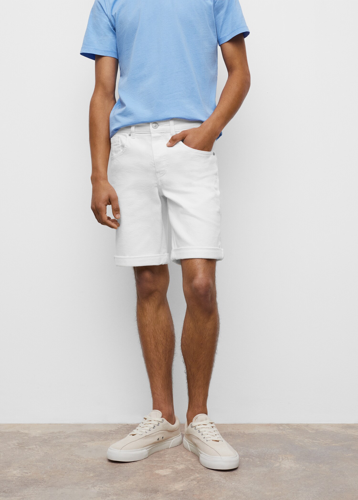 Cotton denim shorts - Details of the article 1