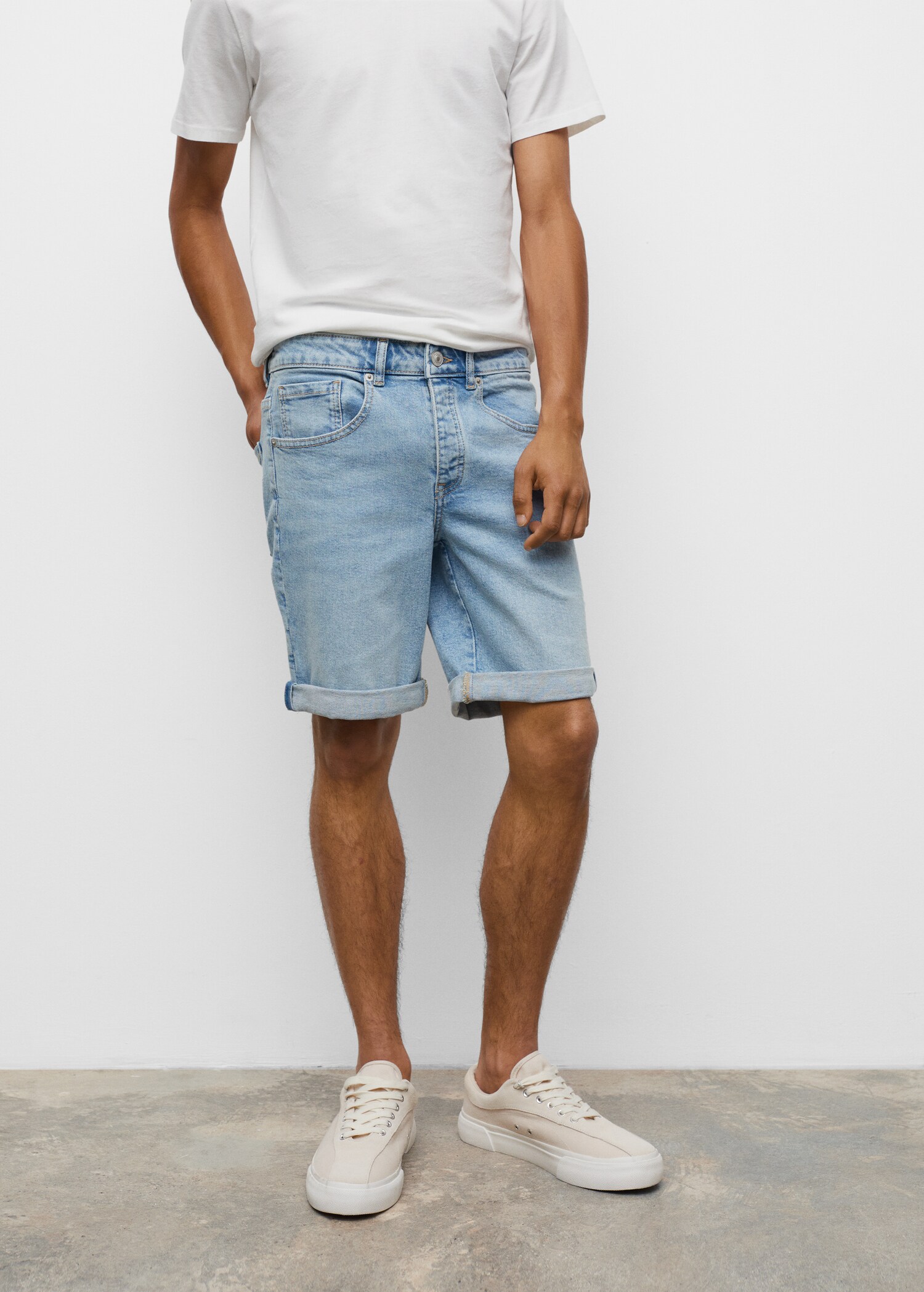 Cotton denim shorts - Details of the article 1