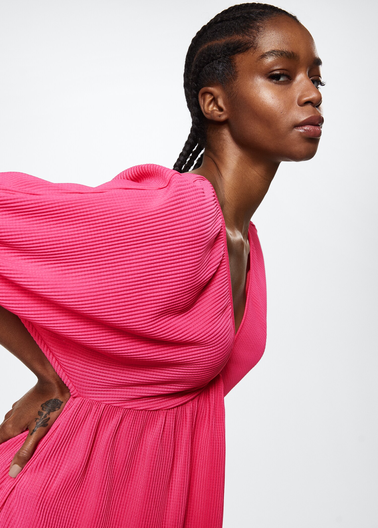 Textured short dress - Details of the article 1
