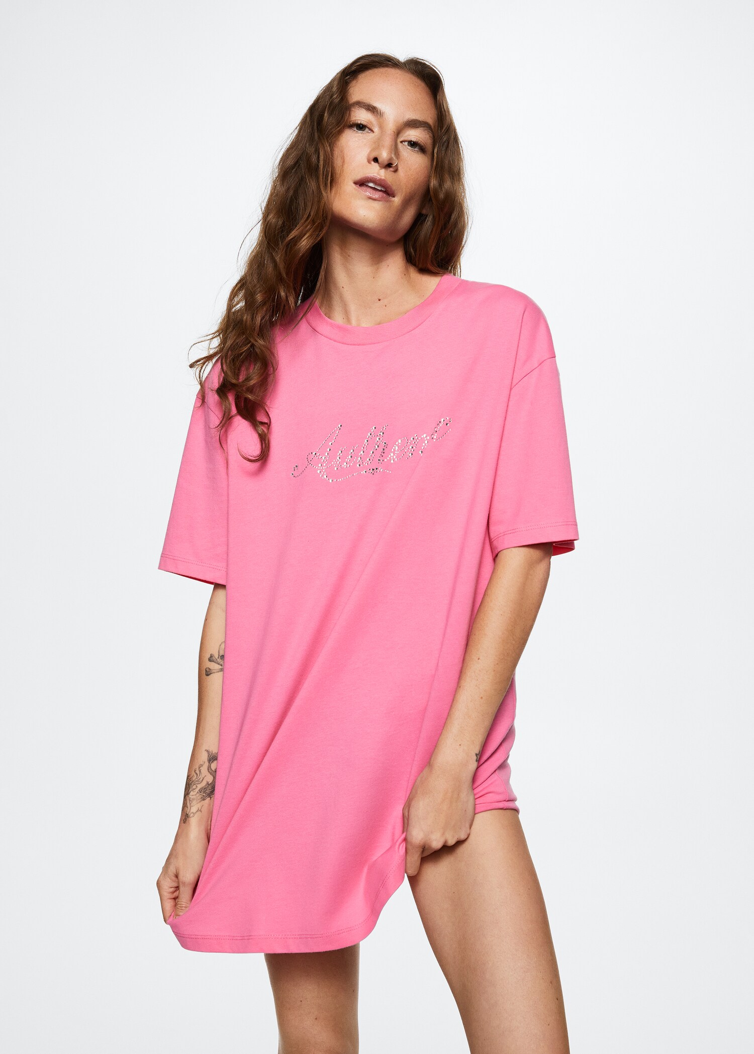 Rhinestone print T-shirt - Medium plane
