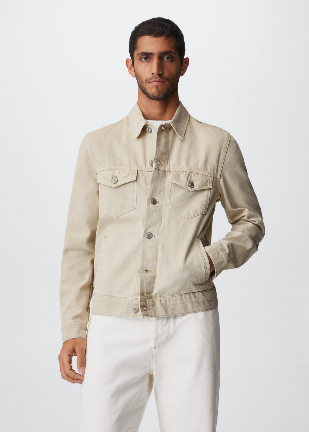 Beige denim jacket Men MANGO OUTLET Norway