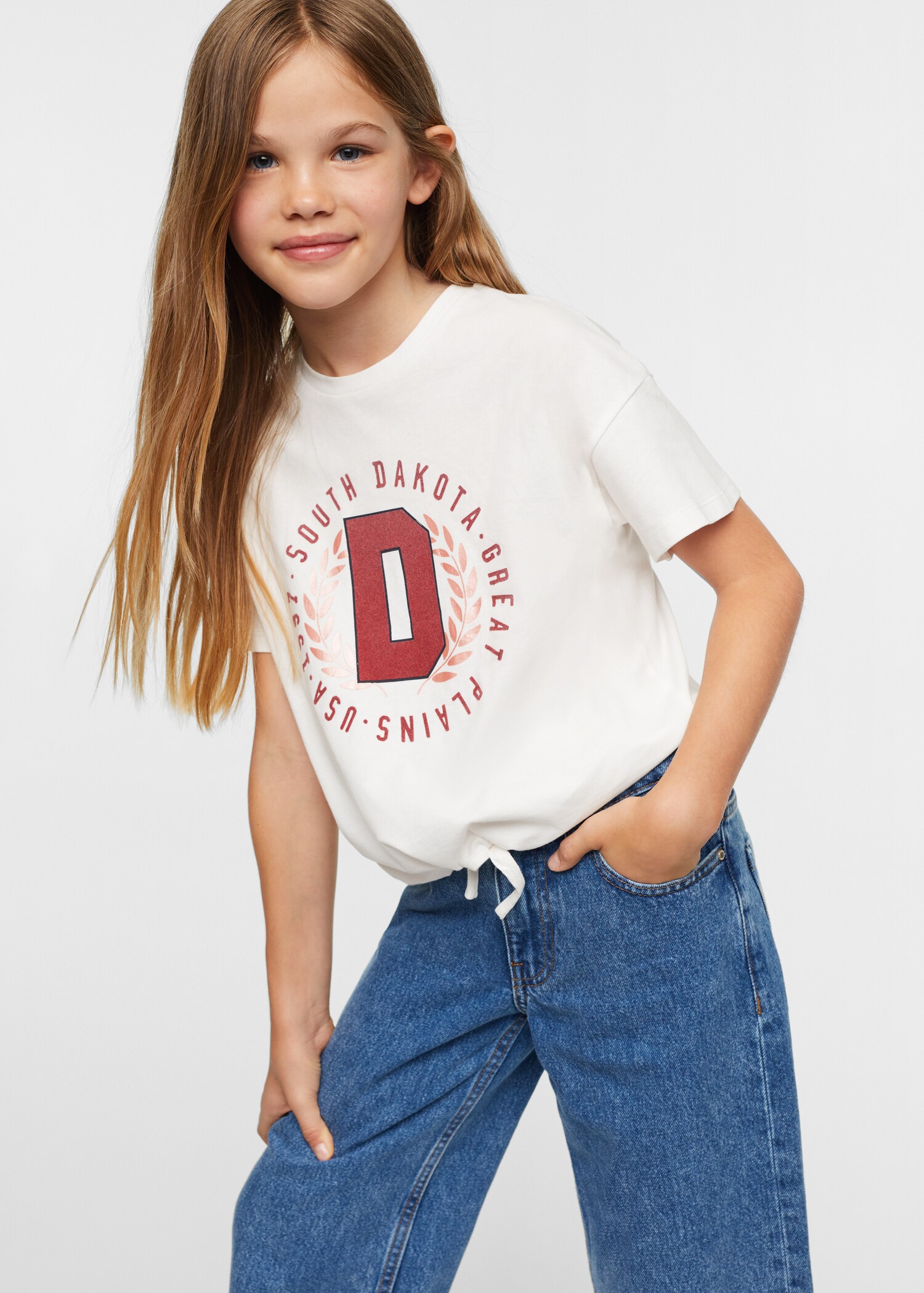 Gemustertes T-Shirt mit Knotendetail - Detail des Artikels 1