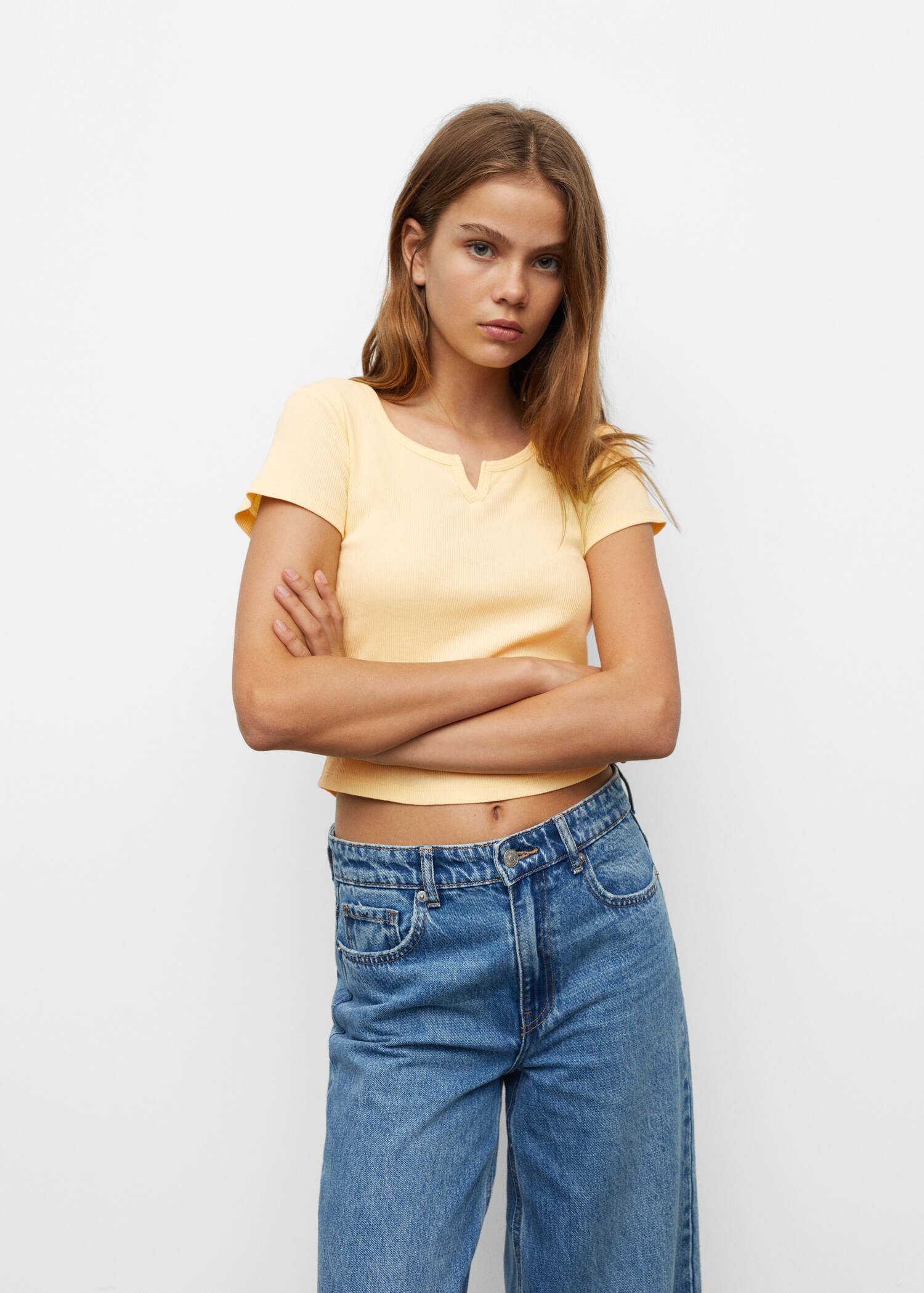 Cropped cotton T-shirt - Medium plane