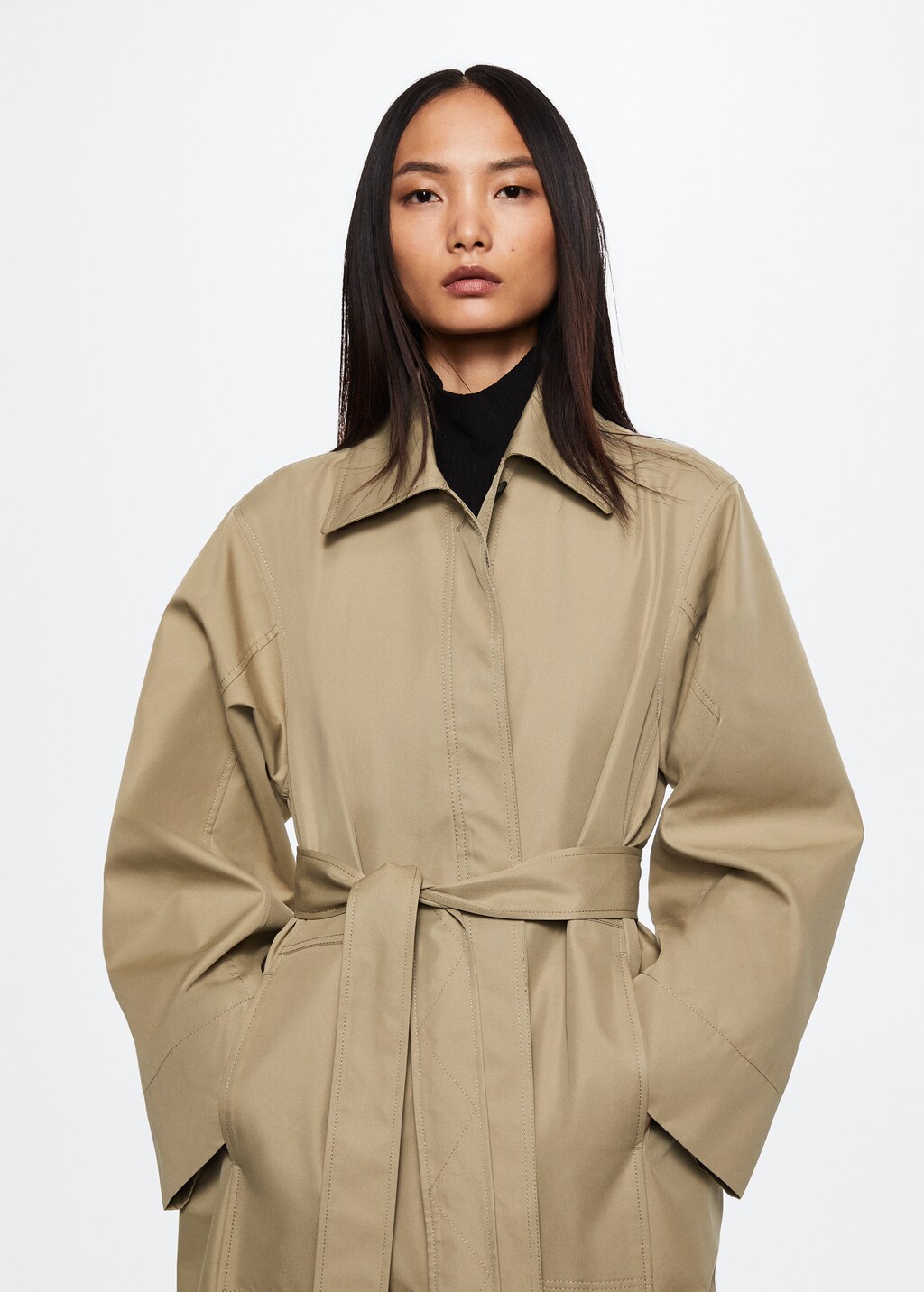 Oversized cotton trench