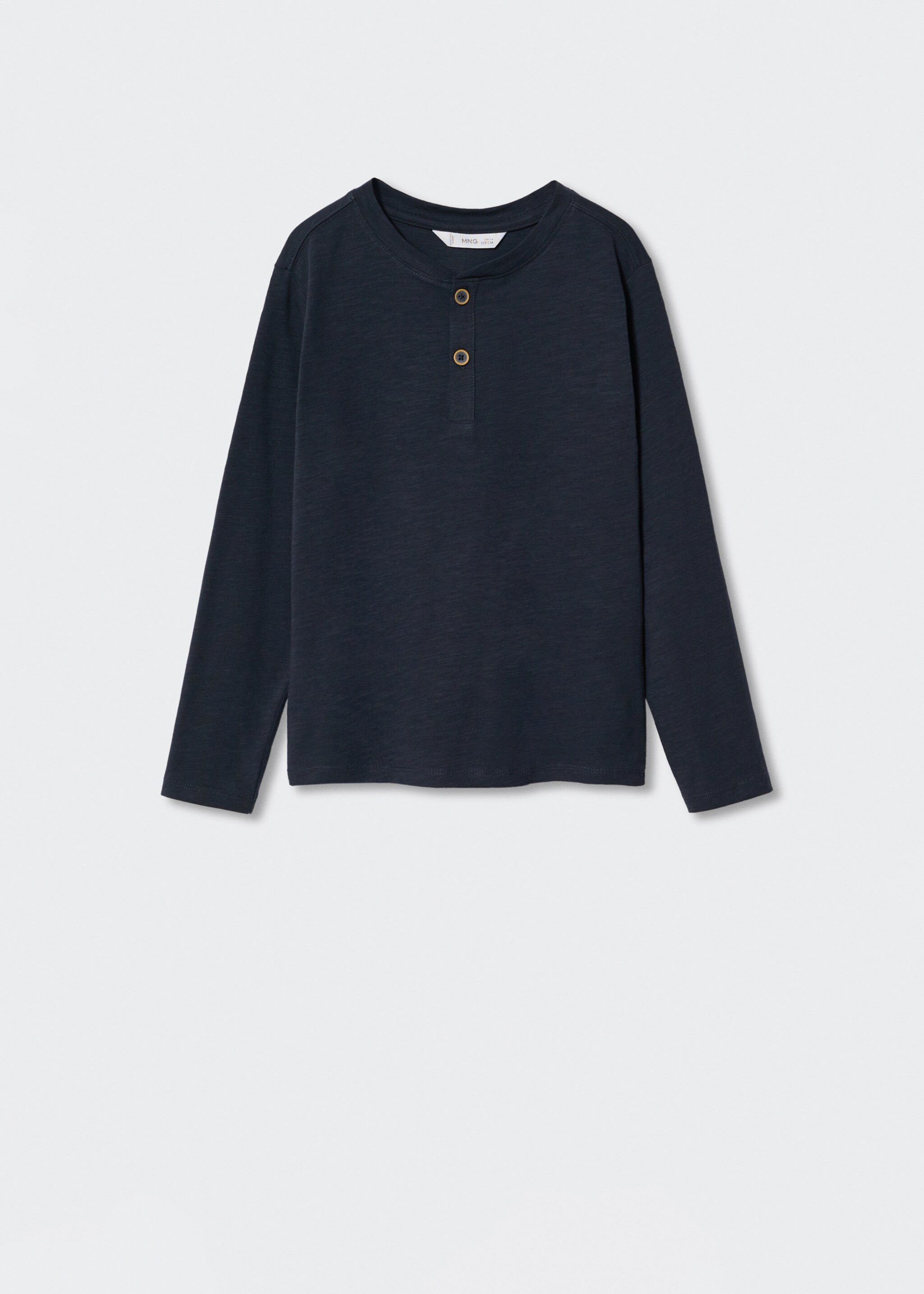 Buttoned long sleeve t-shirt - Article without model, Dark Navy. Ref: 37003710-00.
