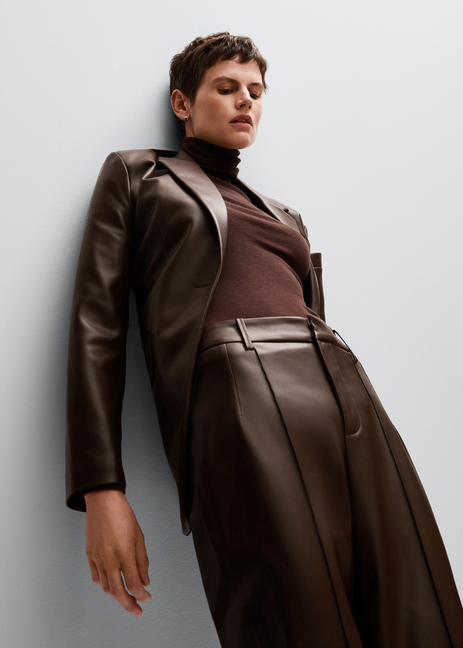 Leather-effect oversized blazer - Medium plane