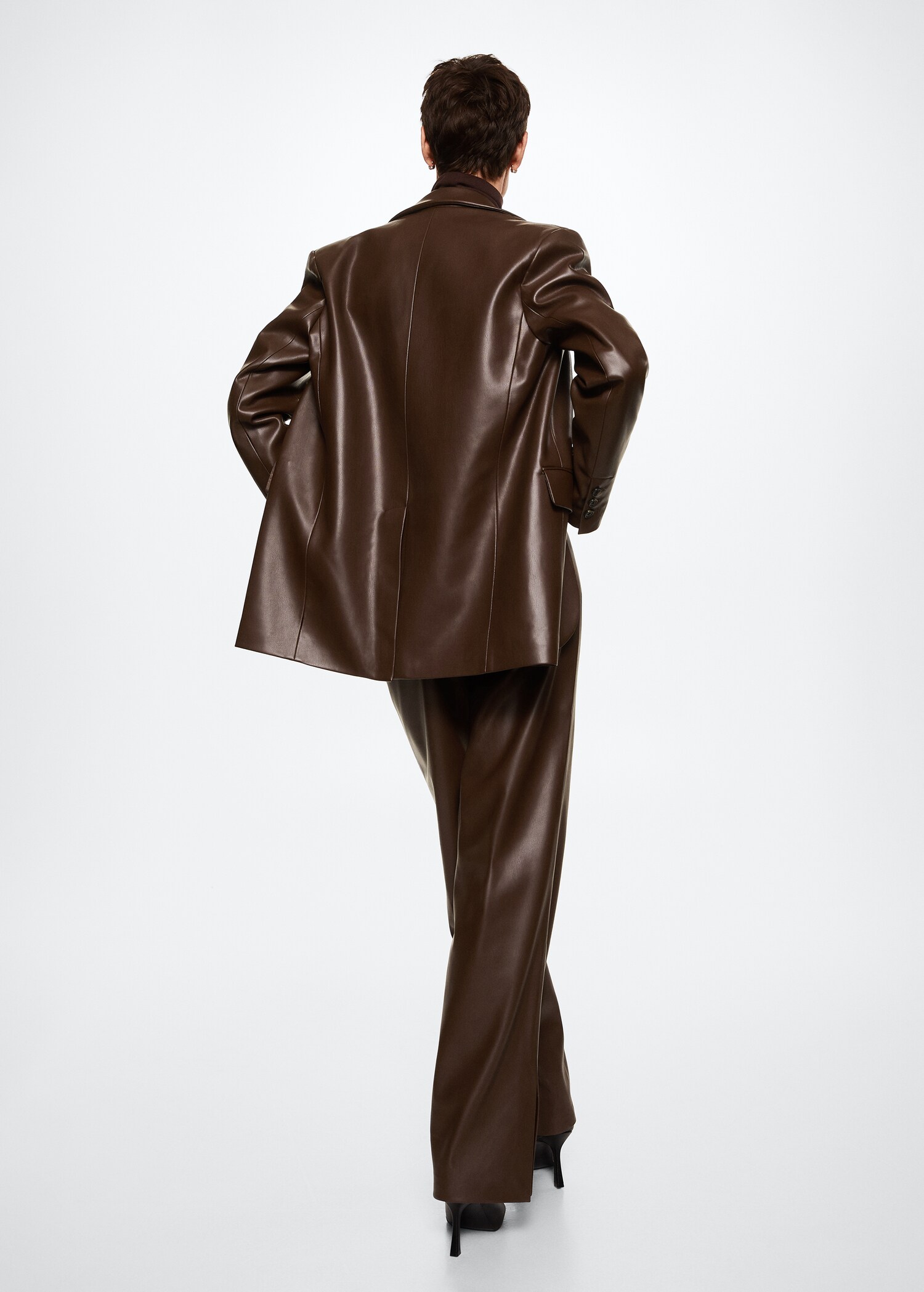 Leather-effect oversized blazer - Reverse of the article