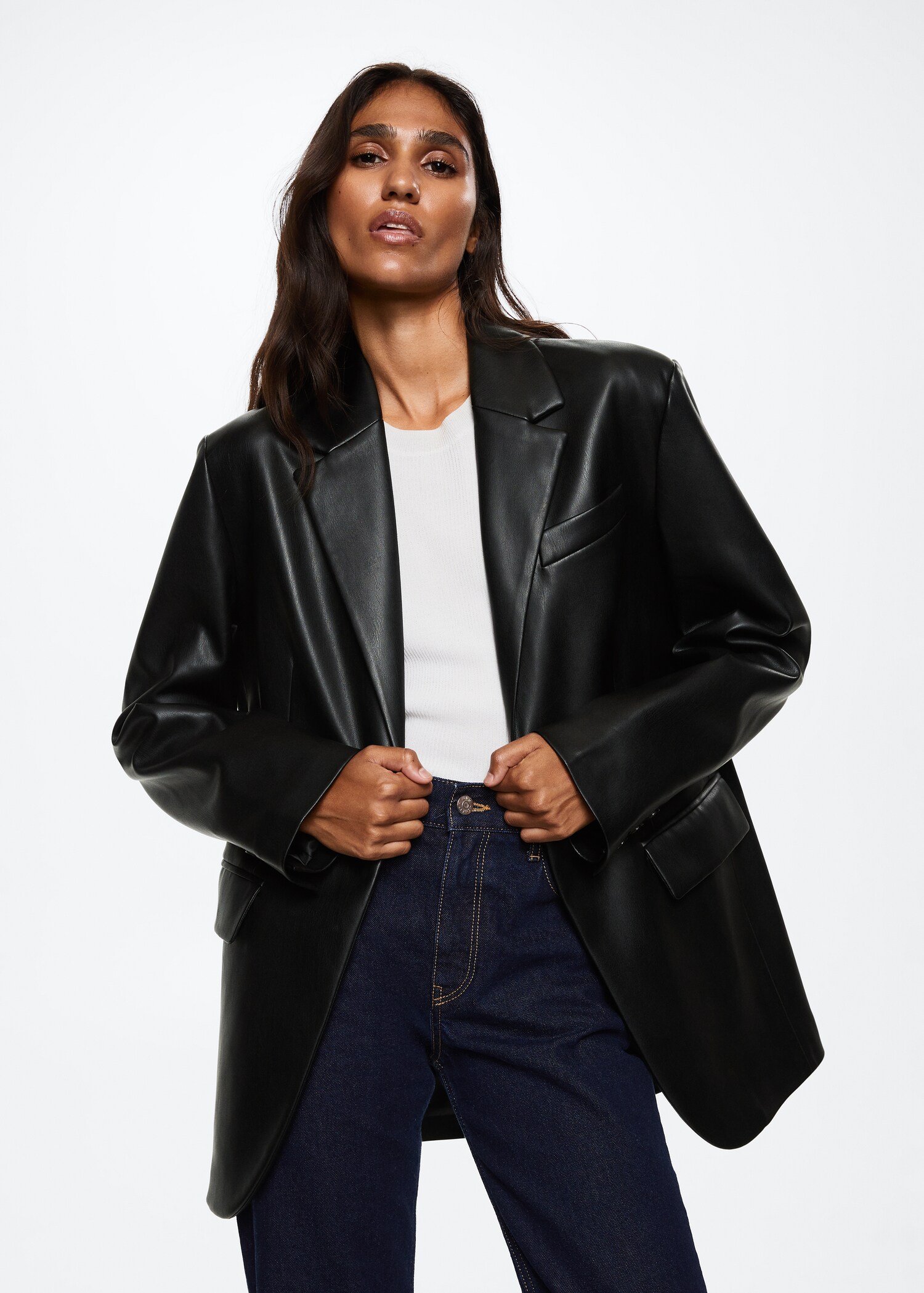 Leather-effect oversized blazer - Medium plane