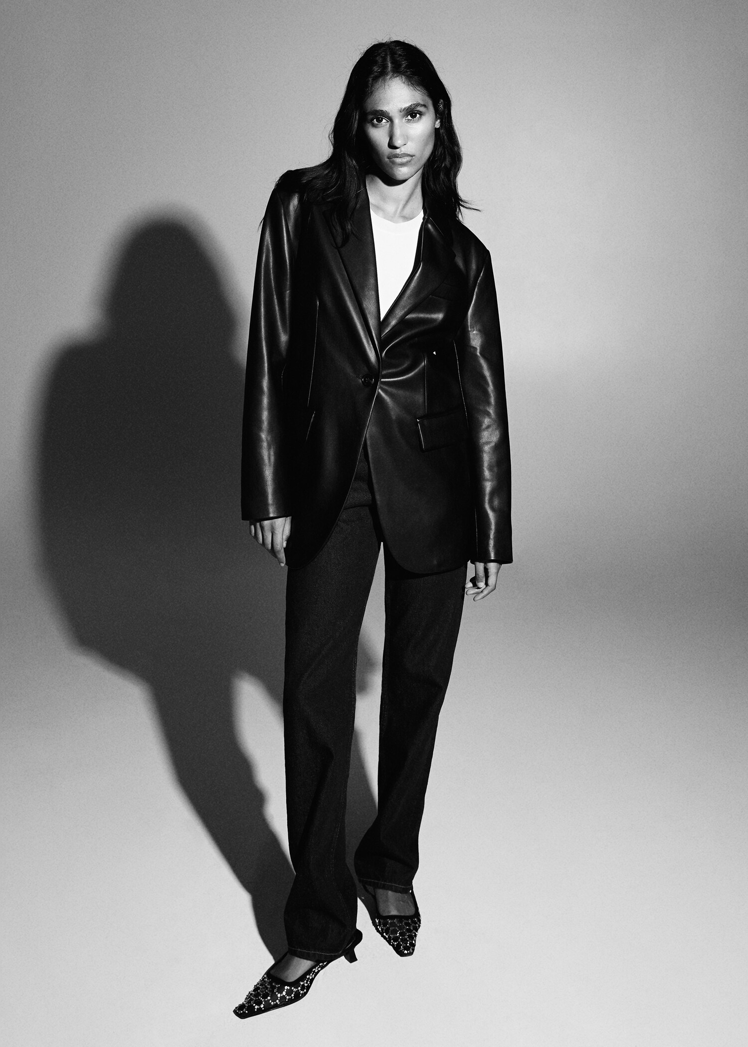 Leather-effect oversized blazer - Details of the article 1