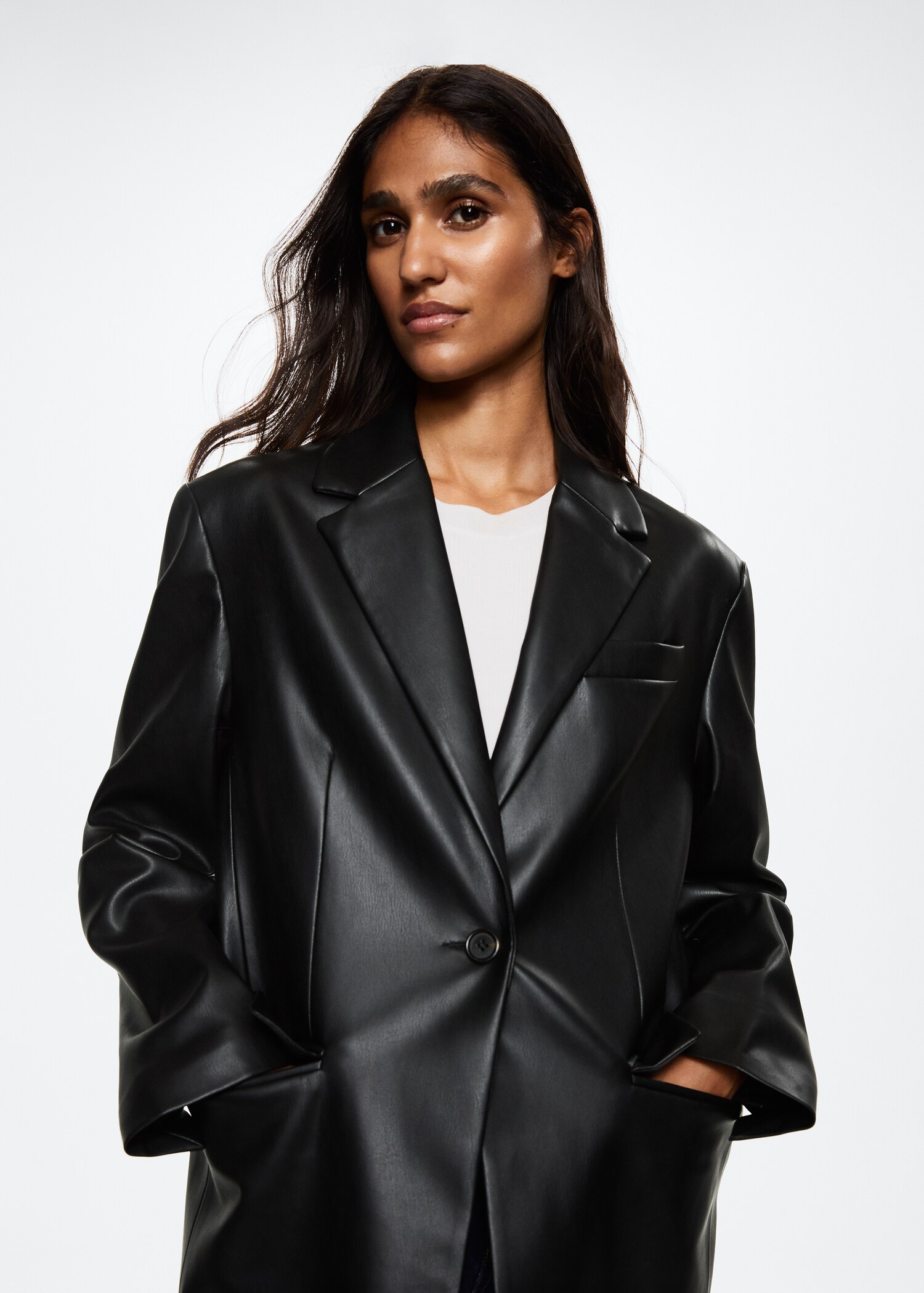 Leather-effect oversized blazer - Details of the article 2