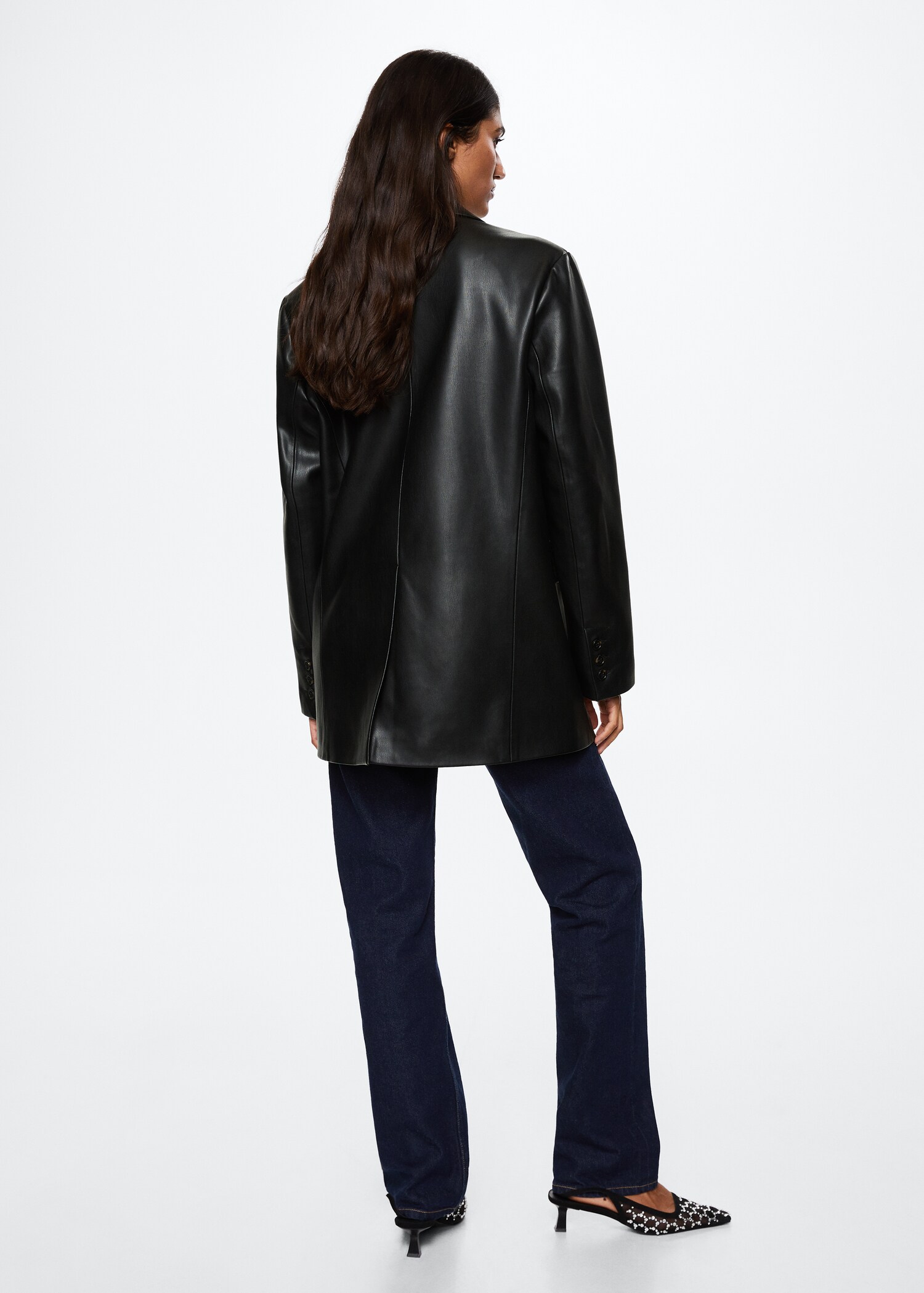 Leather-effect oversized blazer - Reverse of the article