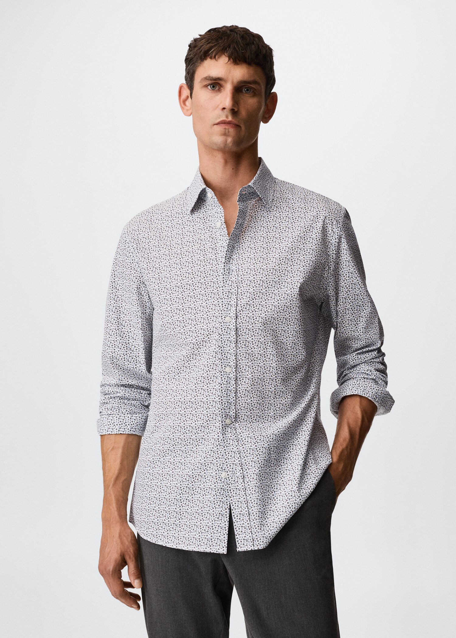 Slim-fit printed cotton shirt - Medium plane