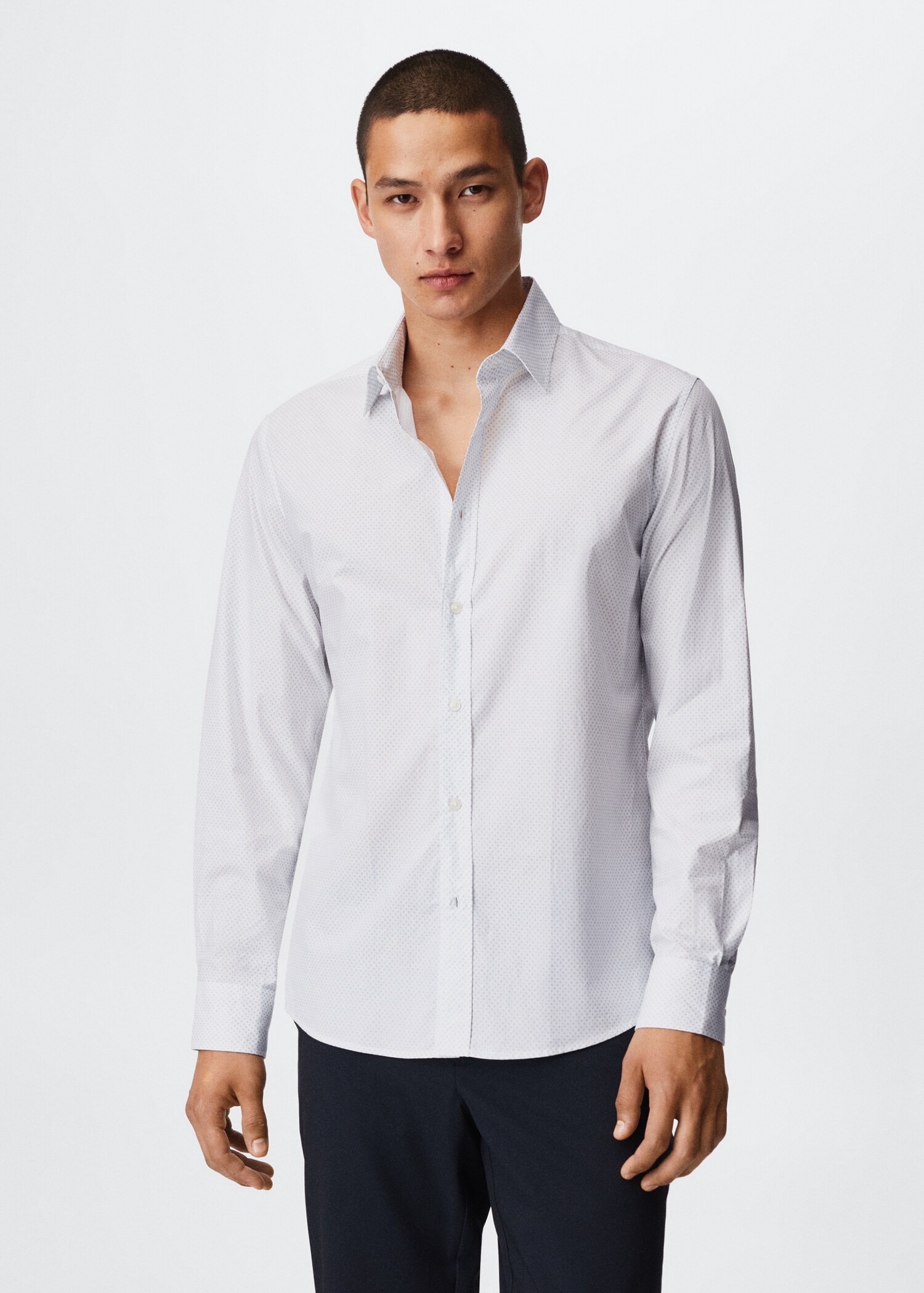 Slim-fit micro-print shirt - Medium plane