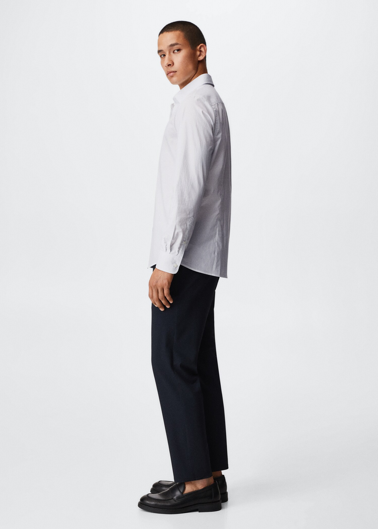 Slim-fit micro-print shirt - Details of the article 2
