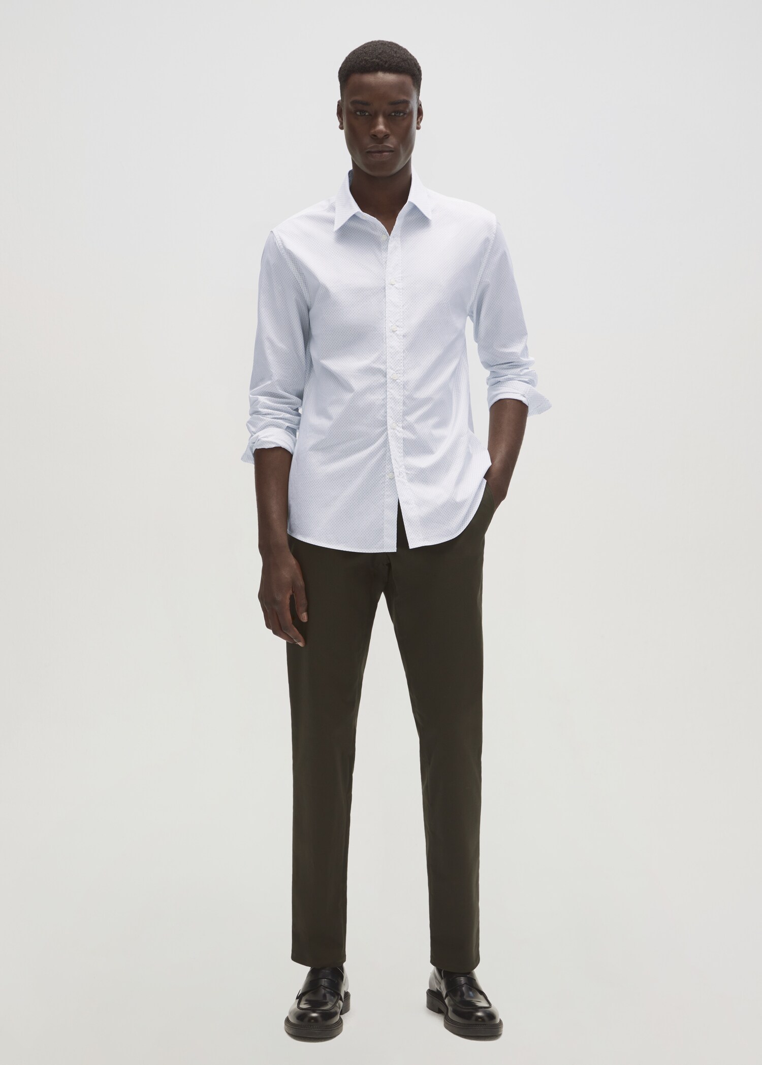 Slim-fit micro-print shirt - Details of the article 7
